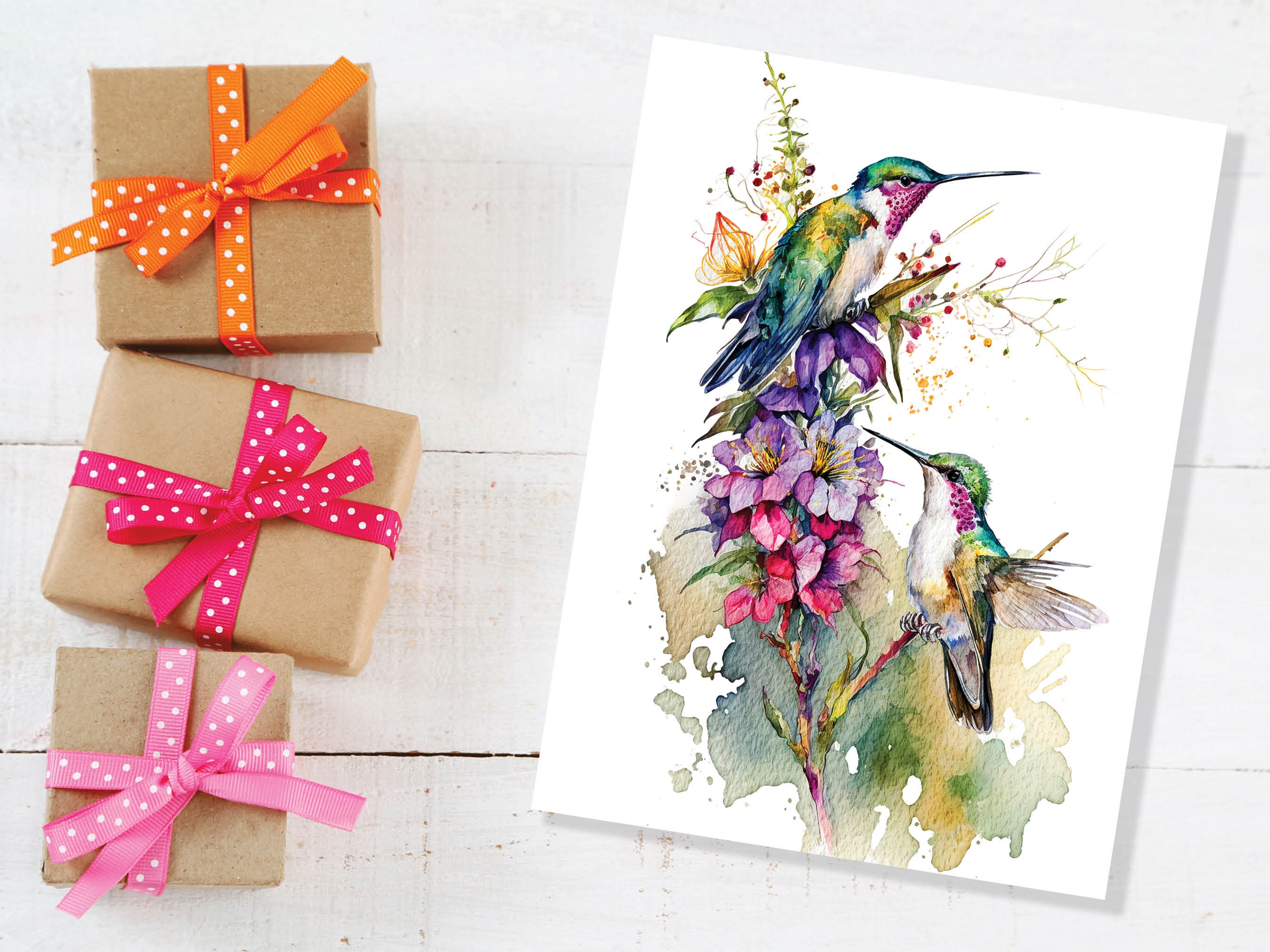 Hummingbird Birthday Cards Bird Lover Congratulations Encouragement Good Luck Watercolour Art Painting New Job Leaving Travel You Got This