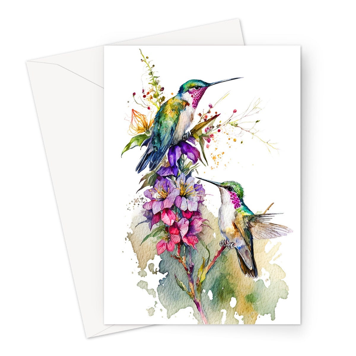 Hummingbird Birthday Cards Bird Lover Congratulations Encouragement Good Luck Watercolour Art Painting New Job Leaving Travel You Got This - View 2