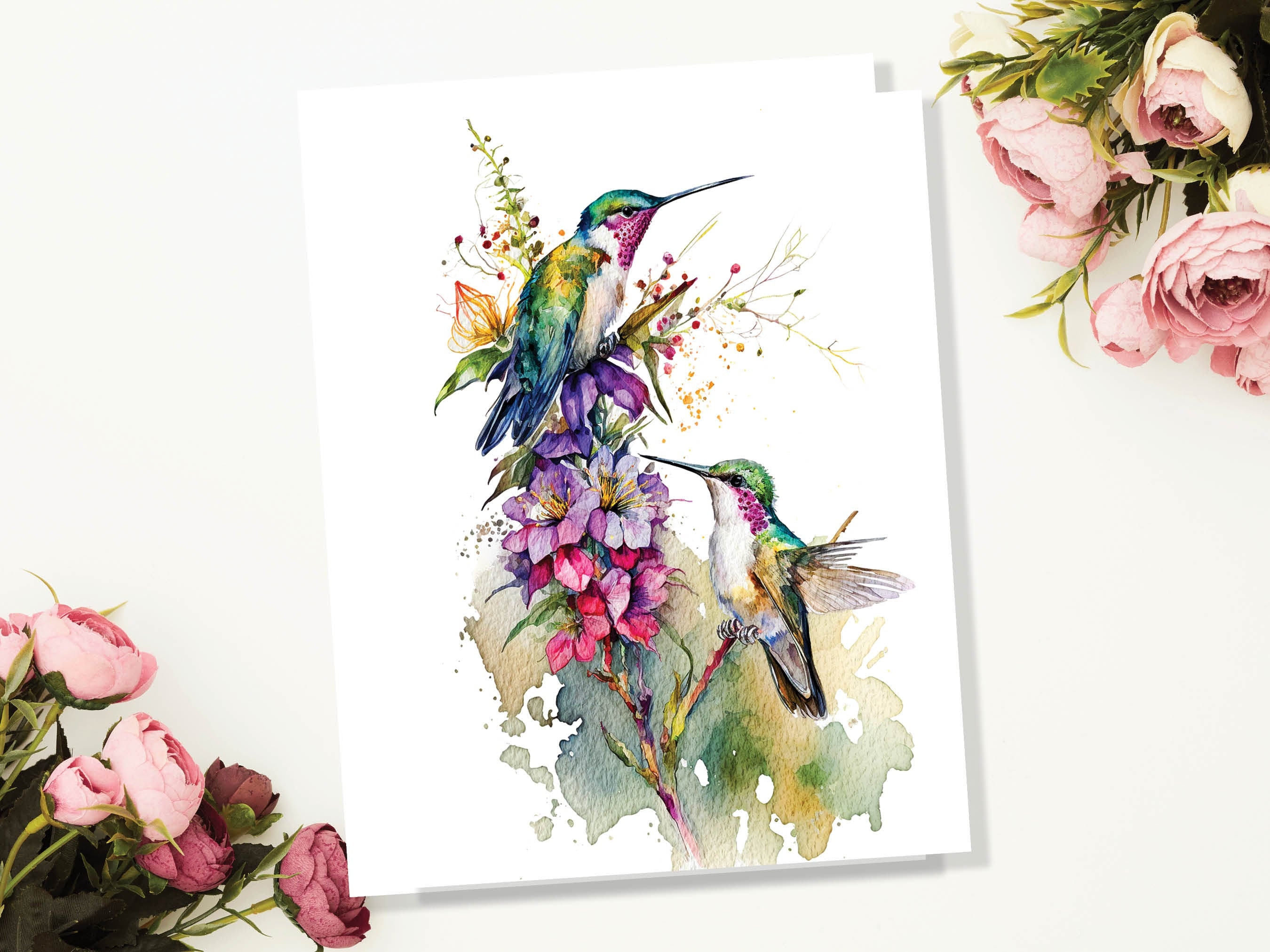 Hummingbird Birthday Cards Bird Lover Congratulations Encouragement Good Luck Watercolour Art Painting New Job Leaving Travel You Got This - View 4