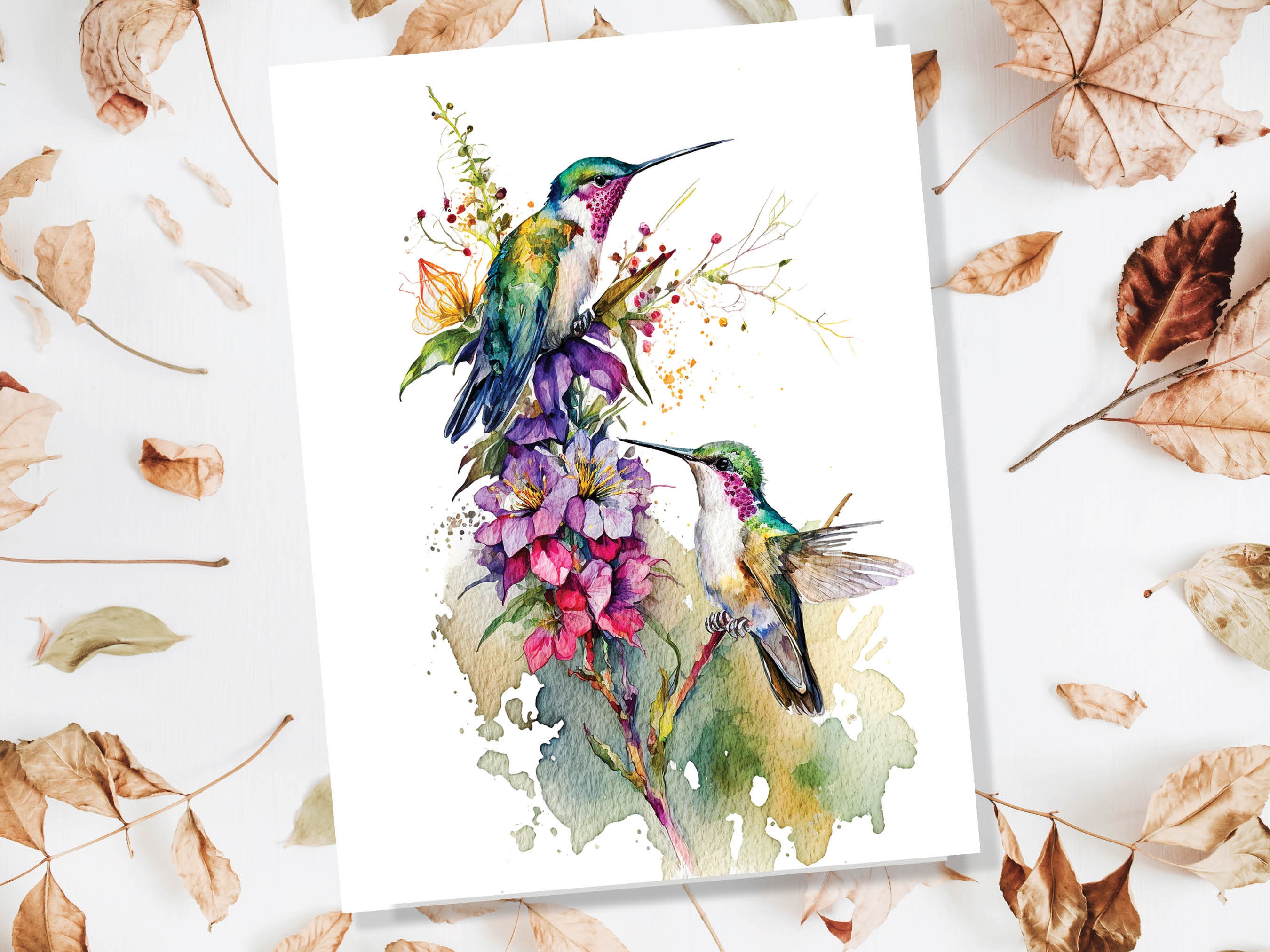 Hummingbird Birthday Cards Bird Lover Congratulations Encouragement Good Luck Watercolour Art Painting New Job Leaving Travel You Got This - View 5