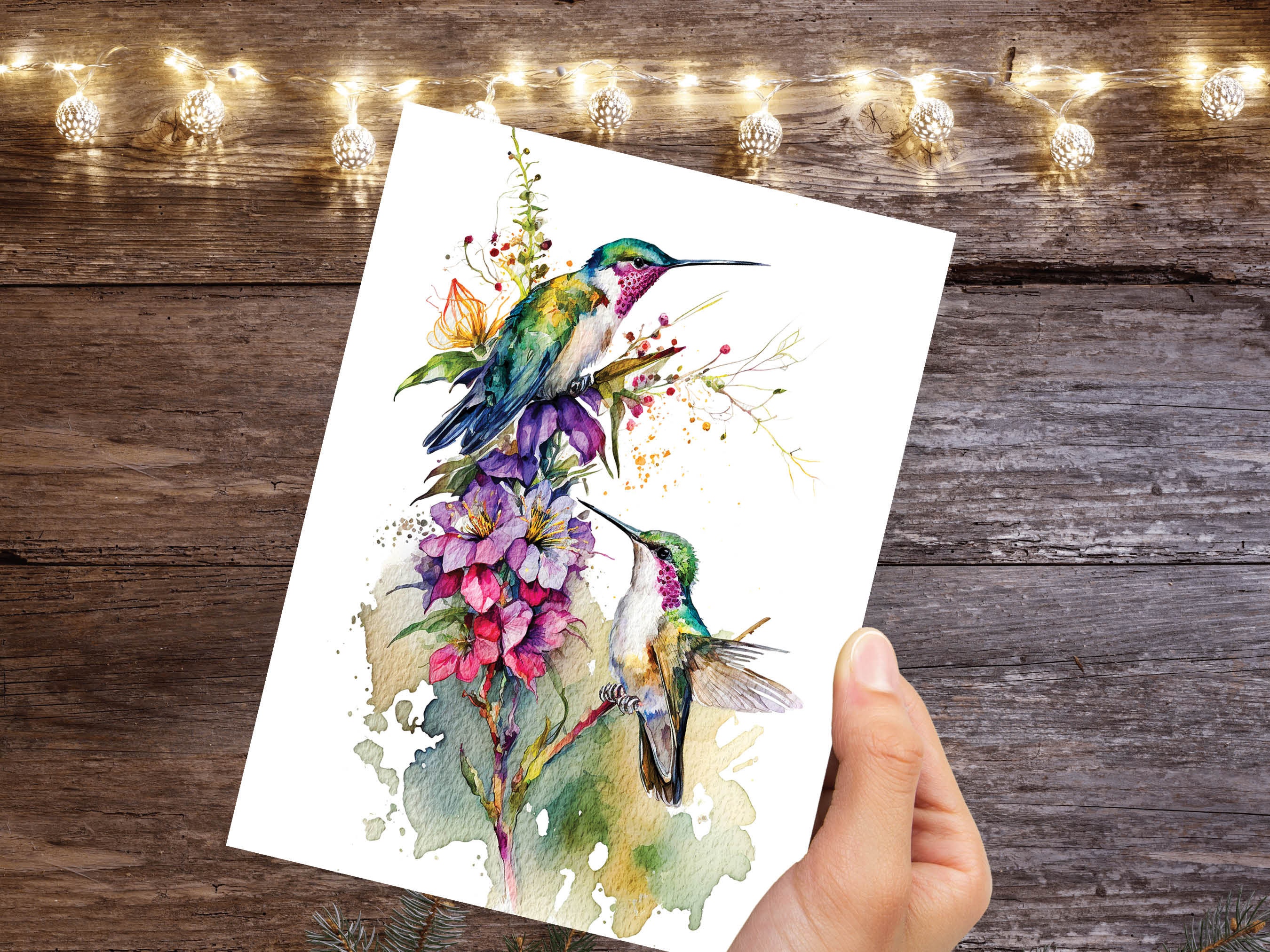 Hummingbird Birthday Cards Bird Lover Congratulations Encouragement Good Luck Watercolour Art Painting New Job Leaving Travel You Got This - View 6