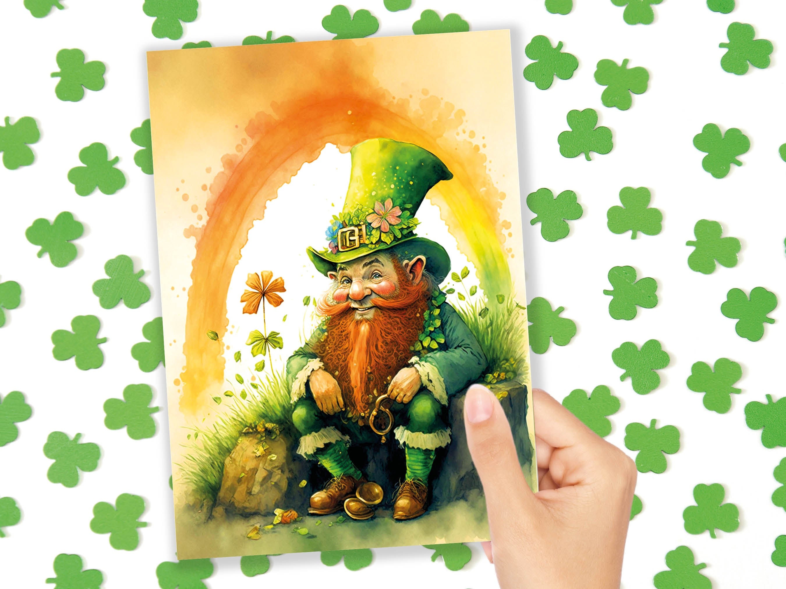 Cheeky Watercolour Leprechaun St Patricks Day Card Lucky Rainbow Ireland Saint Paddys Celebrations Greeting Card for Irish Friends & Family - View 10