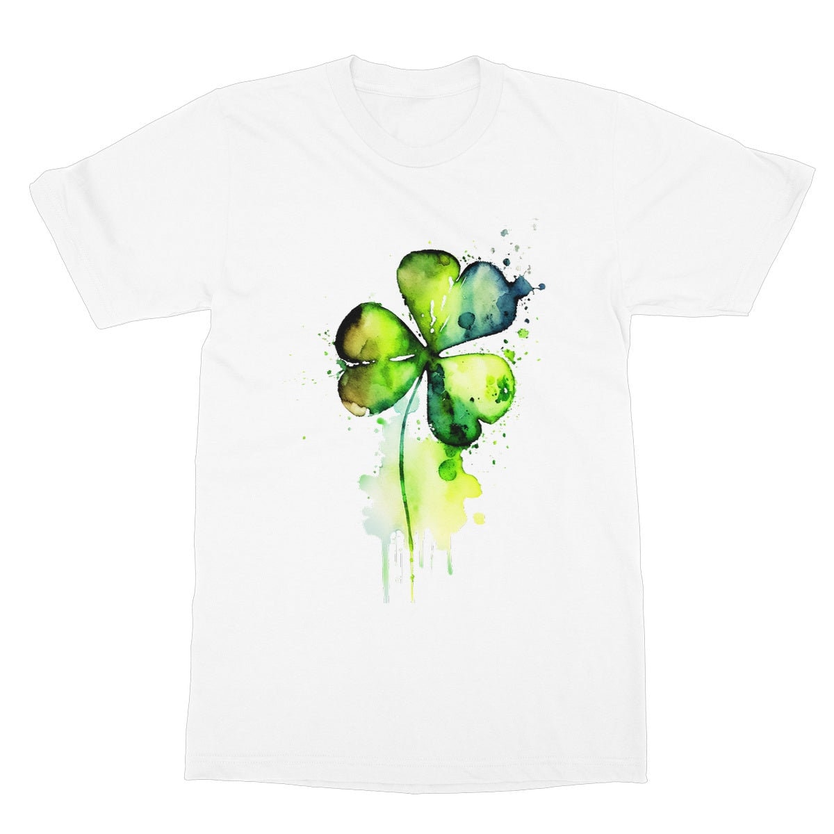 Shamrock Shirt St Patricks Day T-Shirt Vibrant Green Watercolour Painting Lucky Irish Clover Ireland Gift Minimal Elegant Messy Art Tee Leaf - View 4