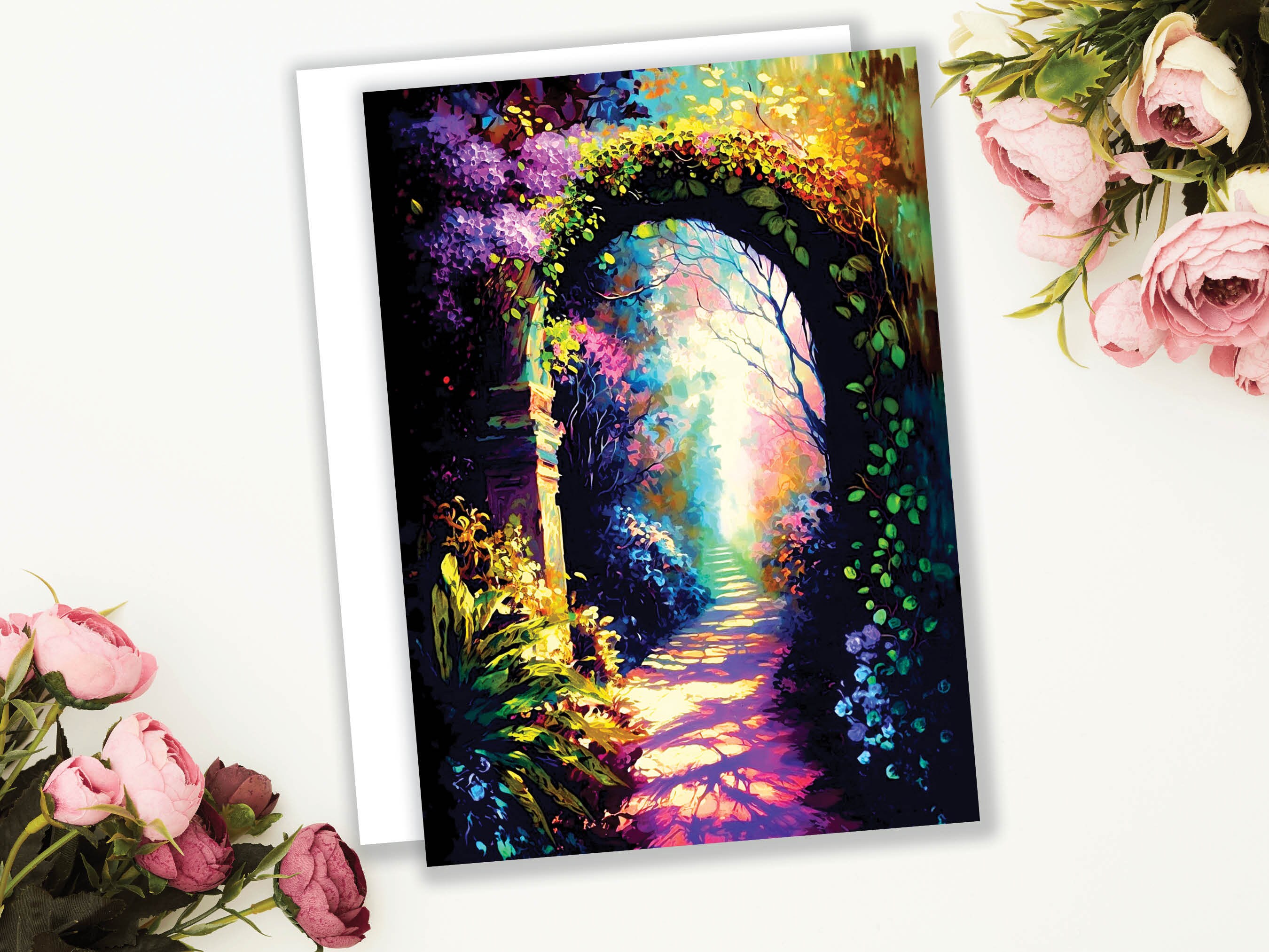 New Beginning Card Secret Garden New Life Moving Abroad Wanderlust Career Change University Gap Year Divorce Greetings Cards Notelets Notes - View 4