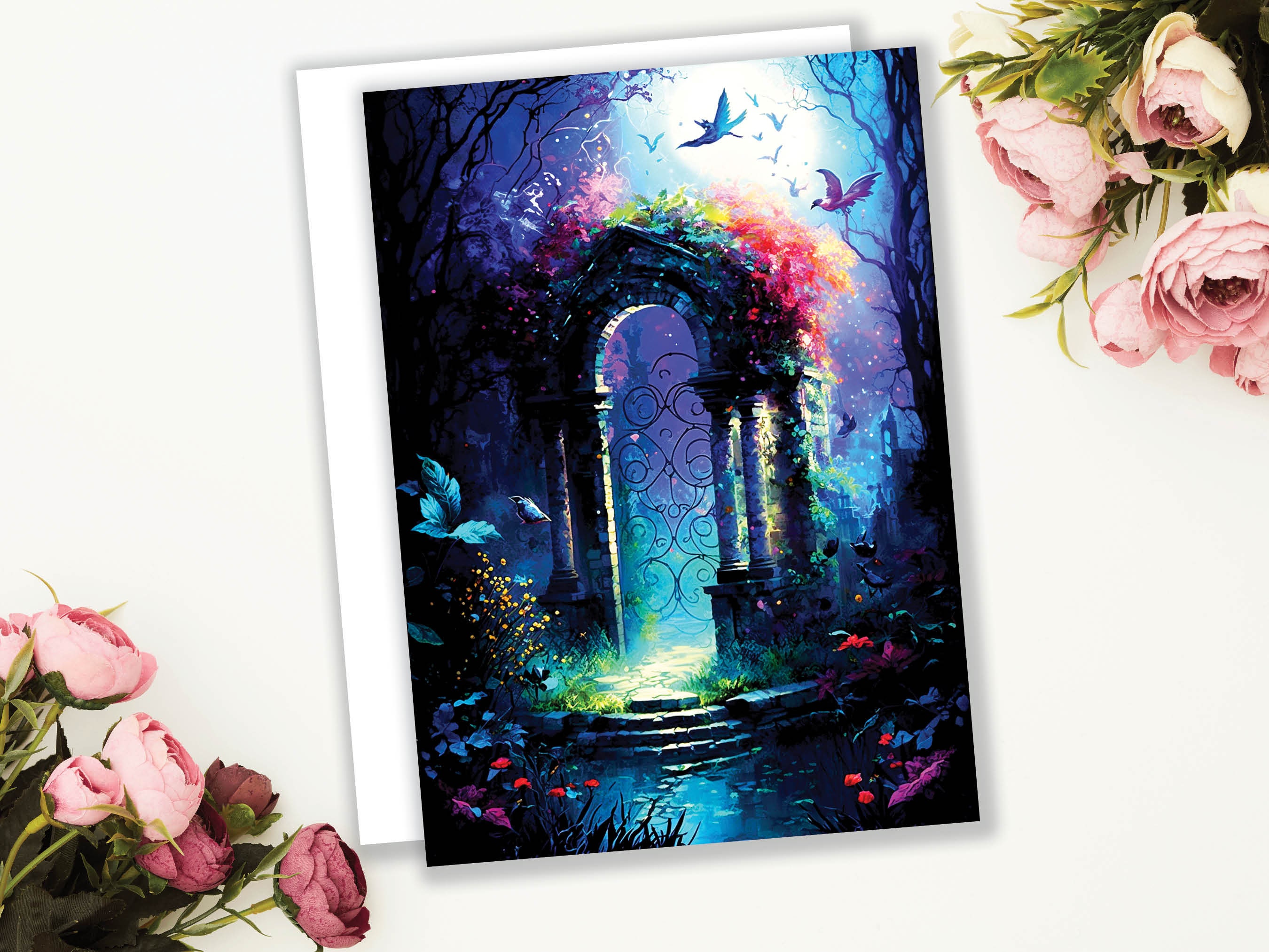 Secret Fairy Garden Greeting Card Magical Enchanting Fairytale Midsummer Nights Dream Enchanted Doorway New Adventure Cards Summer Notes