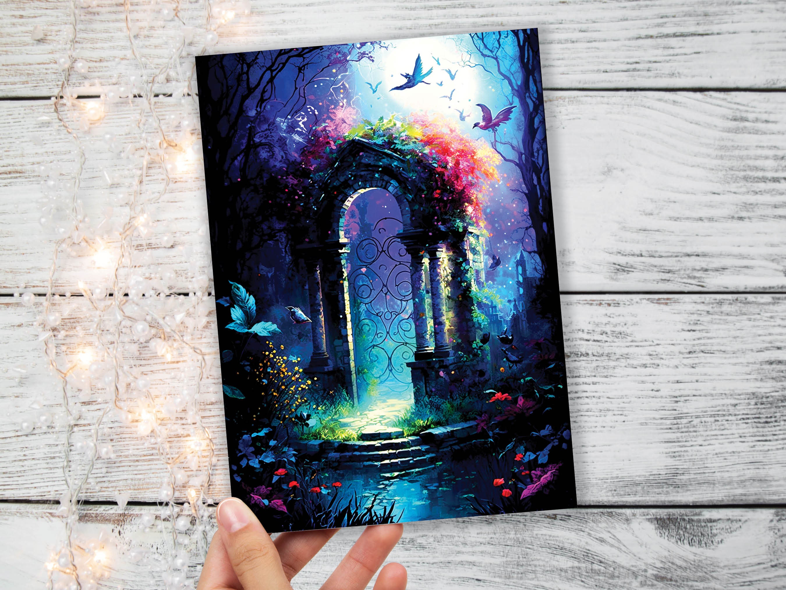 Secret Fairy Garden Greeting Card Magical Enchanting Fairytale Midsummer Nights Dream Enchanted Doorway New Adventure Cards Summer Notes - View 4