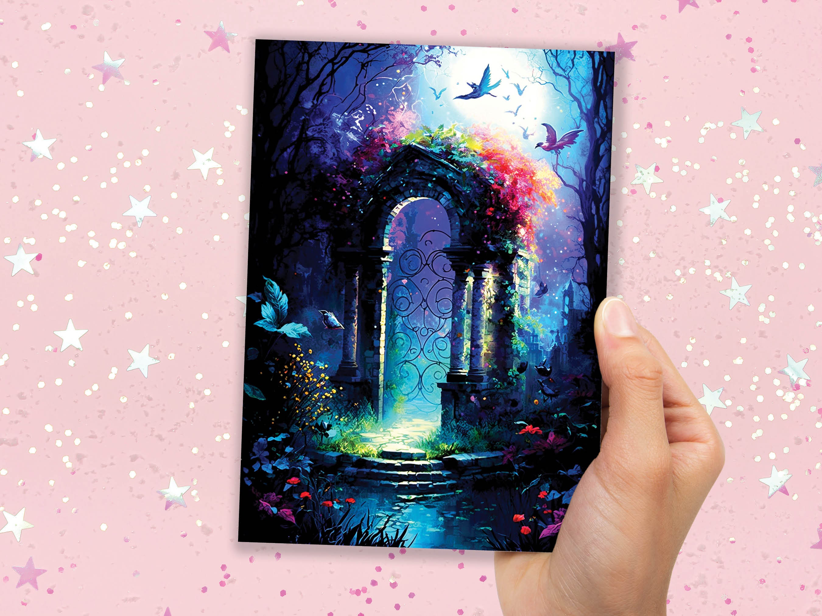 Secret Fairy Garden Greeting Card Magical Enchanting Fairytale Midsummer Nights Dream Enchanted Doorway New Adventure Cards Summer Notes - View 5