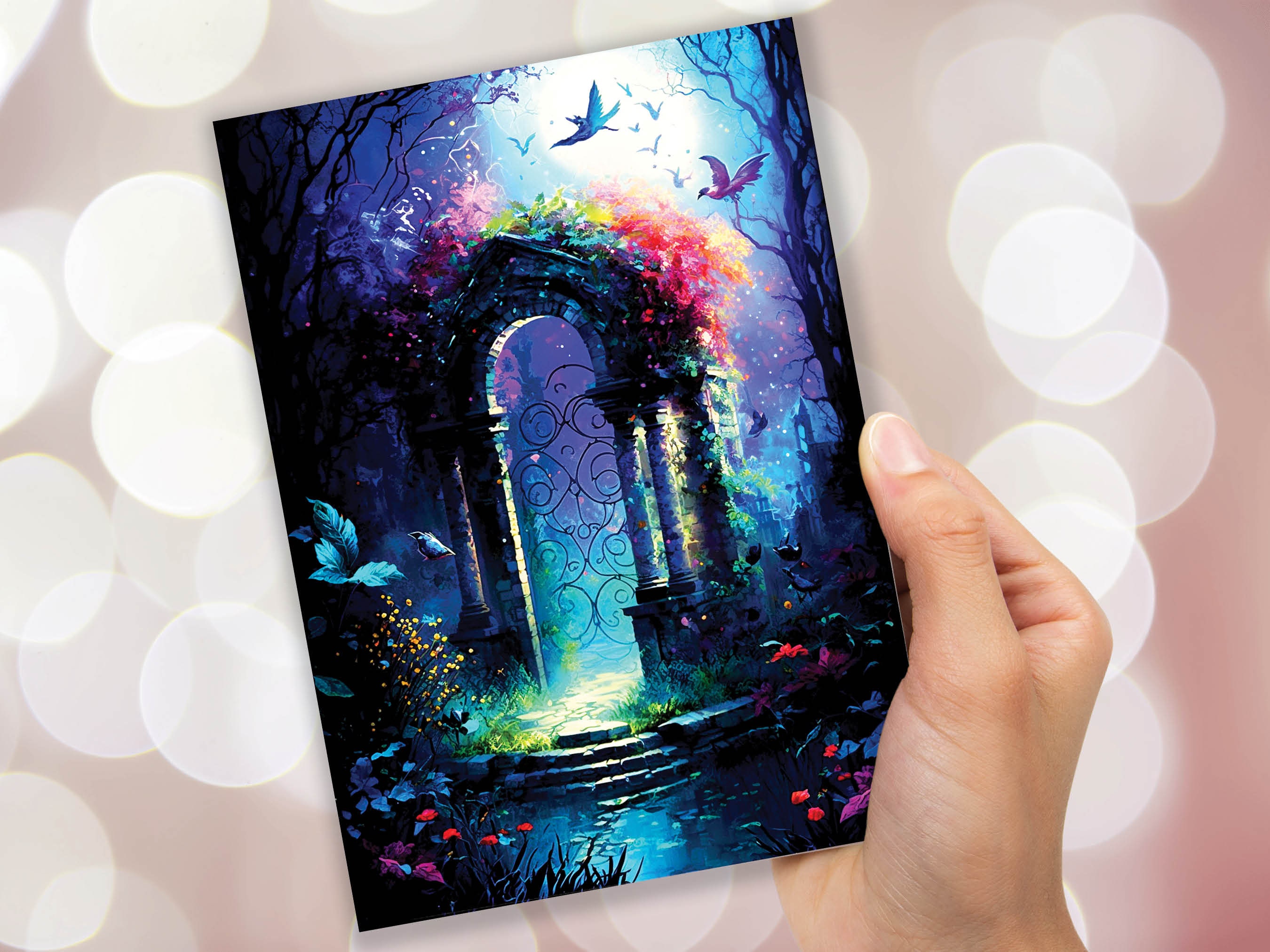 Secret Fairy Garden Greeting Card Magical Enchanting Fairytale Midsummer Nights Dream Enchanted Doorway New Adventure Cards Summer Notes - View 8