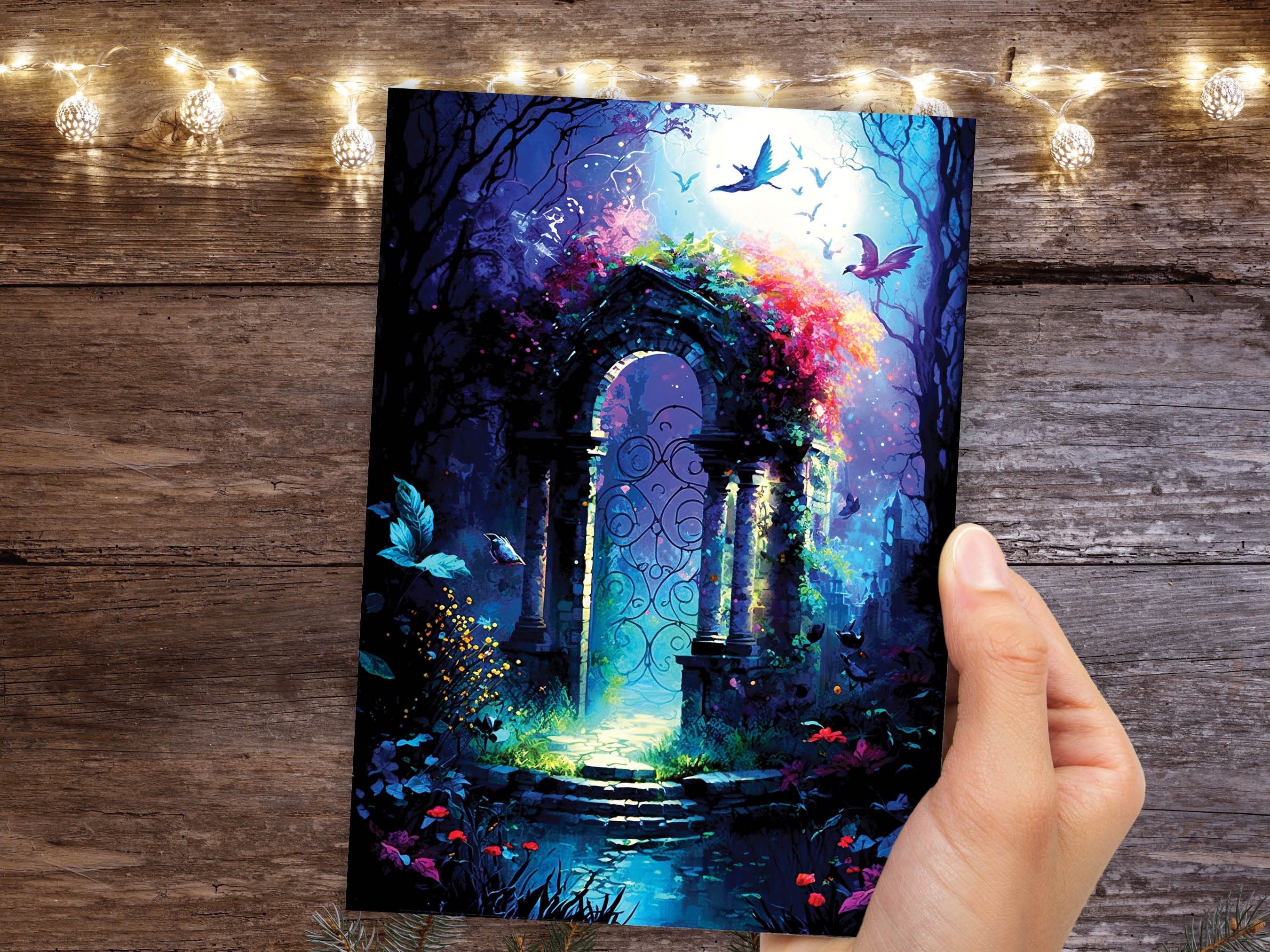 Secret Fairy Garden Greeting Card Magical Enchanting Fairytale Midsummer Nights Dream Enchanted Doorway New Adventure Cards Summer Notes - View 9