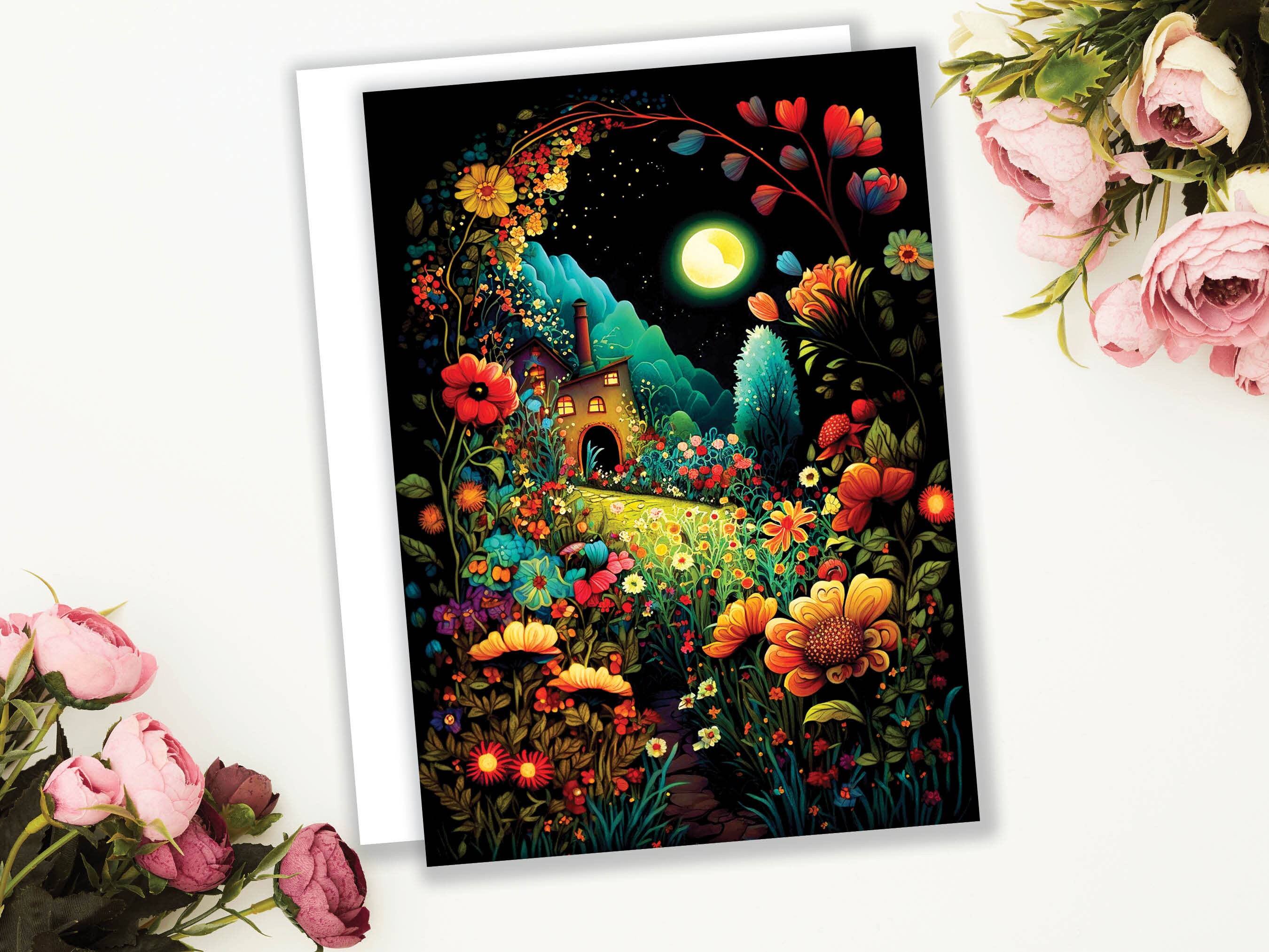 Congrats On New Home Card Best Wishes For New House Warming Happy Housewarming Congratulations Party Moving Summer Night Garden Greetings - View 4