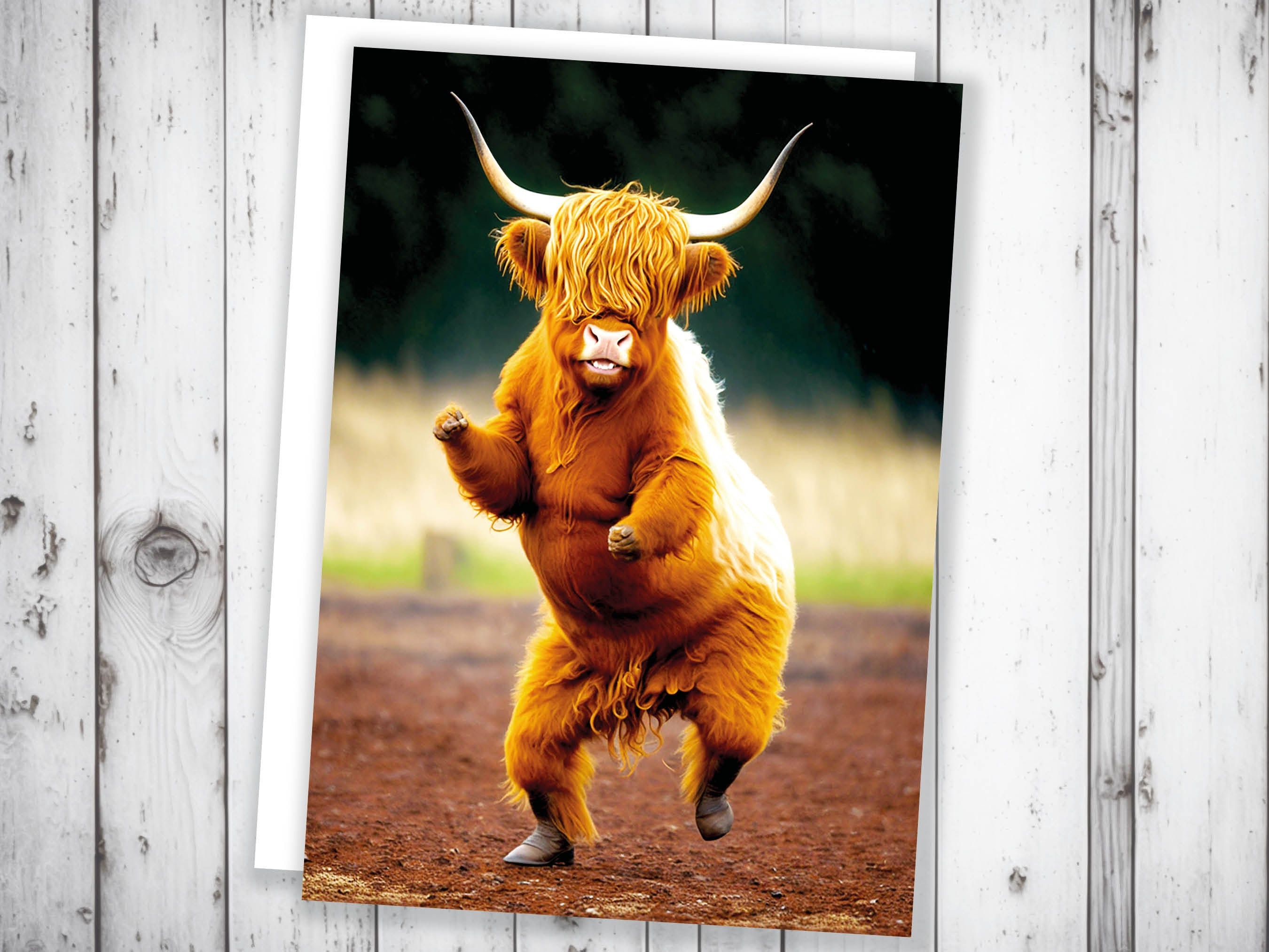 Funny Dancing Highland Cow Celebration Well Done Victory Dance Congratulations Graduation Celebrate New Job Congrats Scottish Heilan Coo BFF