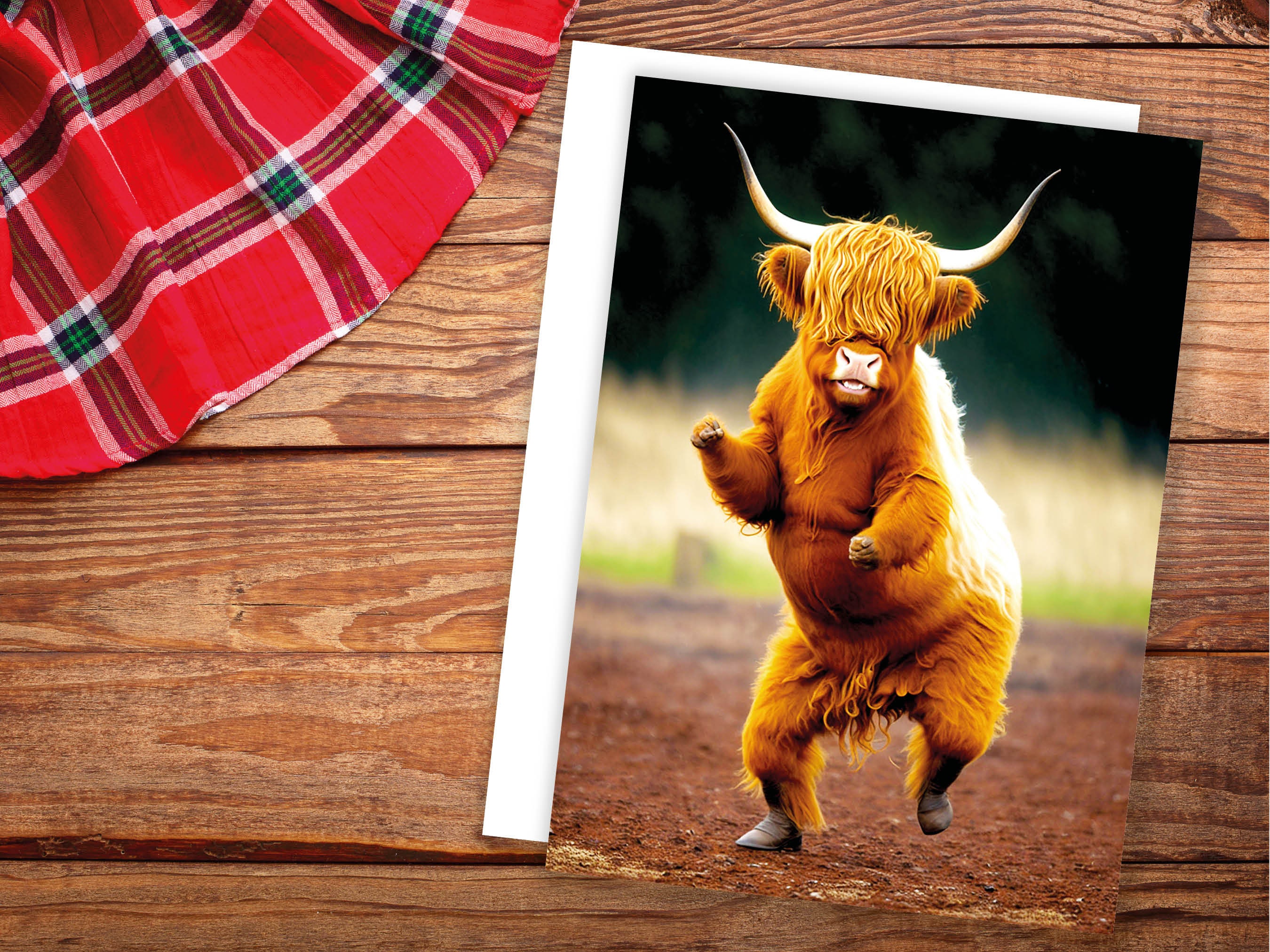 Funny Dancing Highland Cow Celebration Well Done Victory Dance Congratulations Graduation Celebrate New Job Congrats Scottish Heilan Coo BFF - View 4