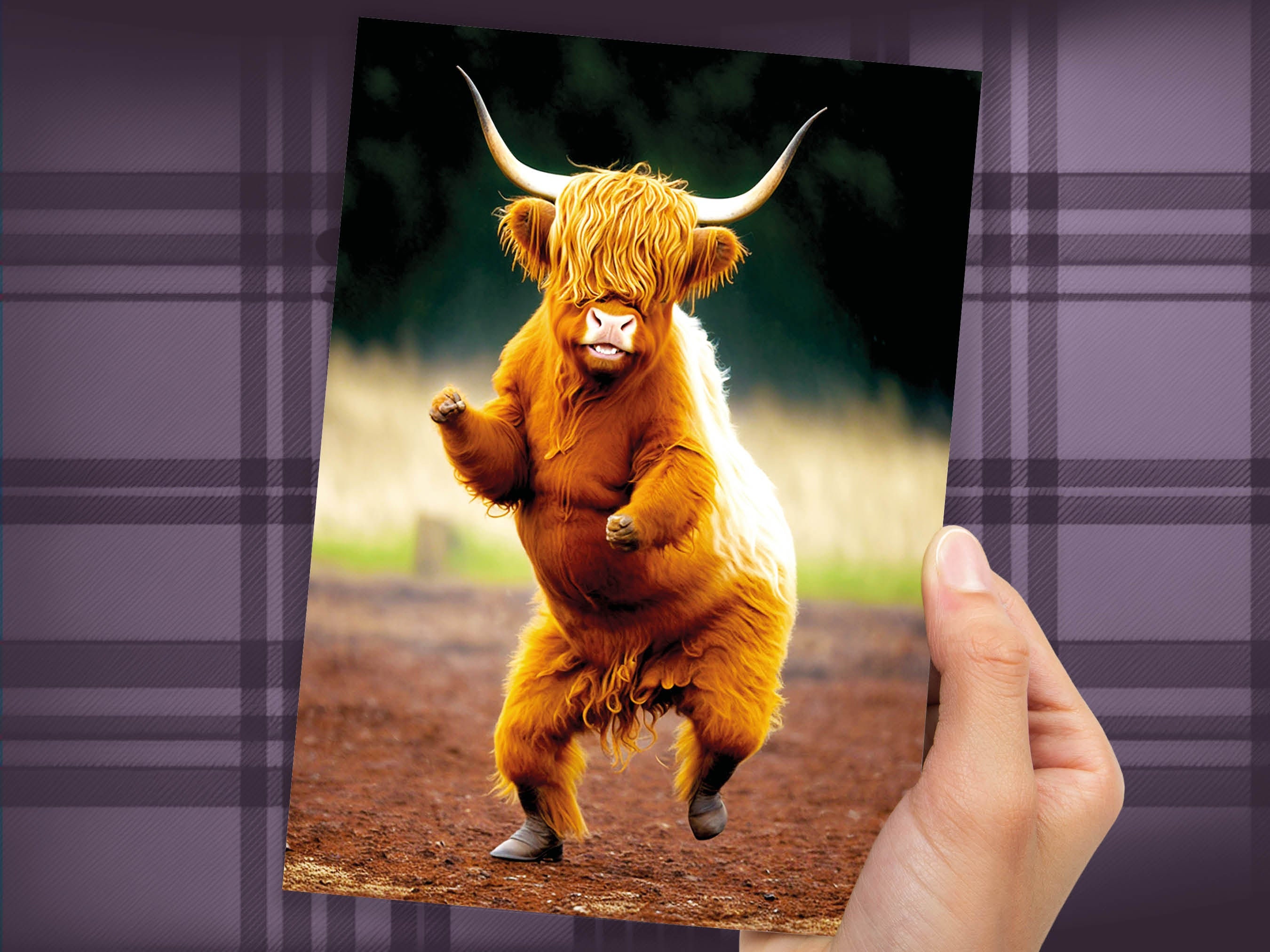 Funny Dancing Highland Cow Celebration Well Done Victory Dance Congratulations Graduation Celebrate New Job Congrats Scottish Heilan Coo BFF - View 6