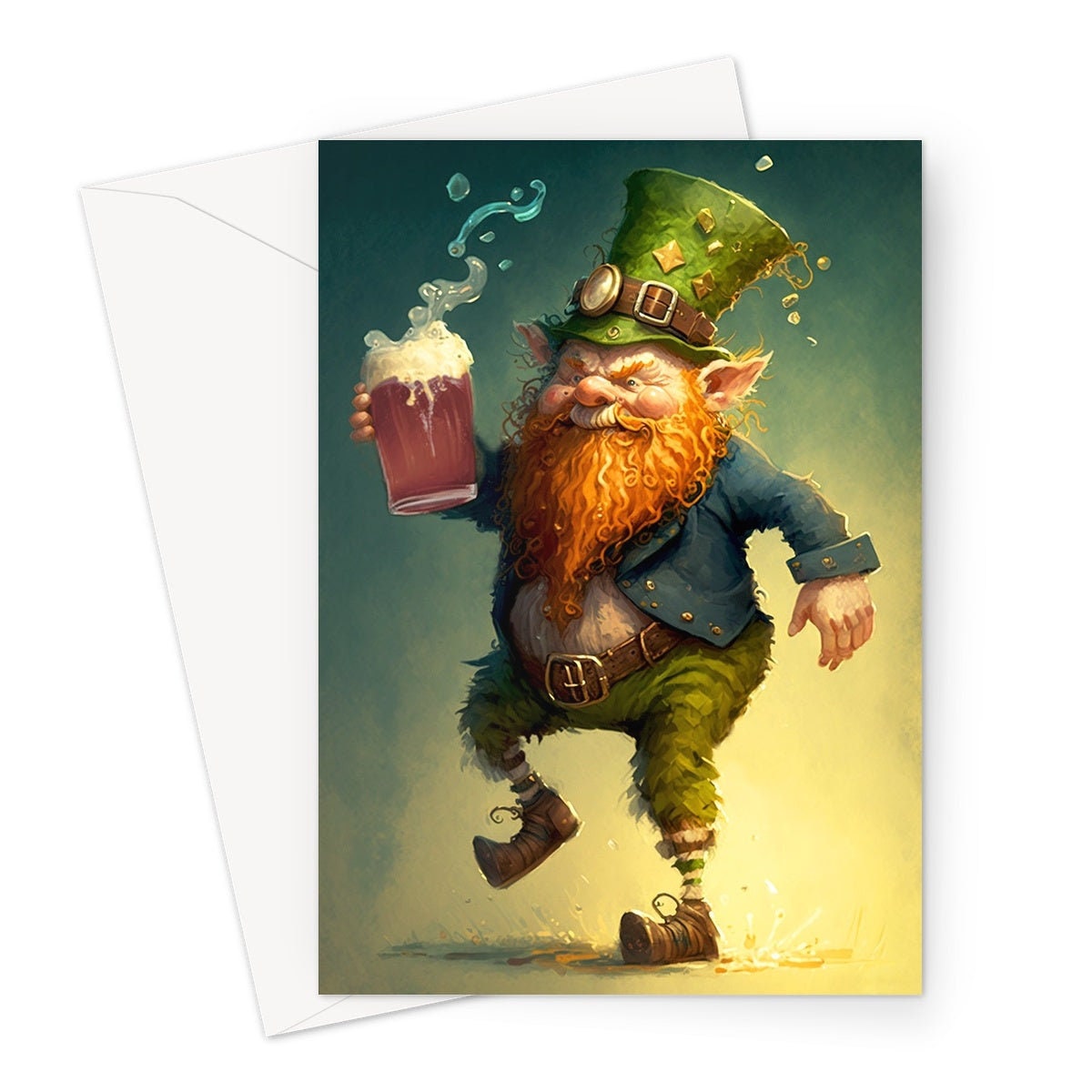 Drunk Clurichaun Leprechaun Card Fun Irish Folklore Humour St. Patrick's Day Greeting Cards for Lovers of Ireland Mythology Stout Birthdays - View 2