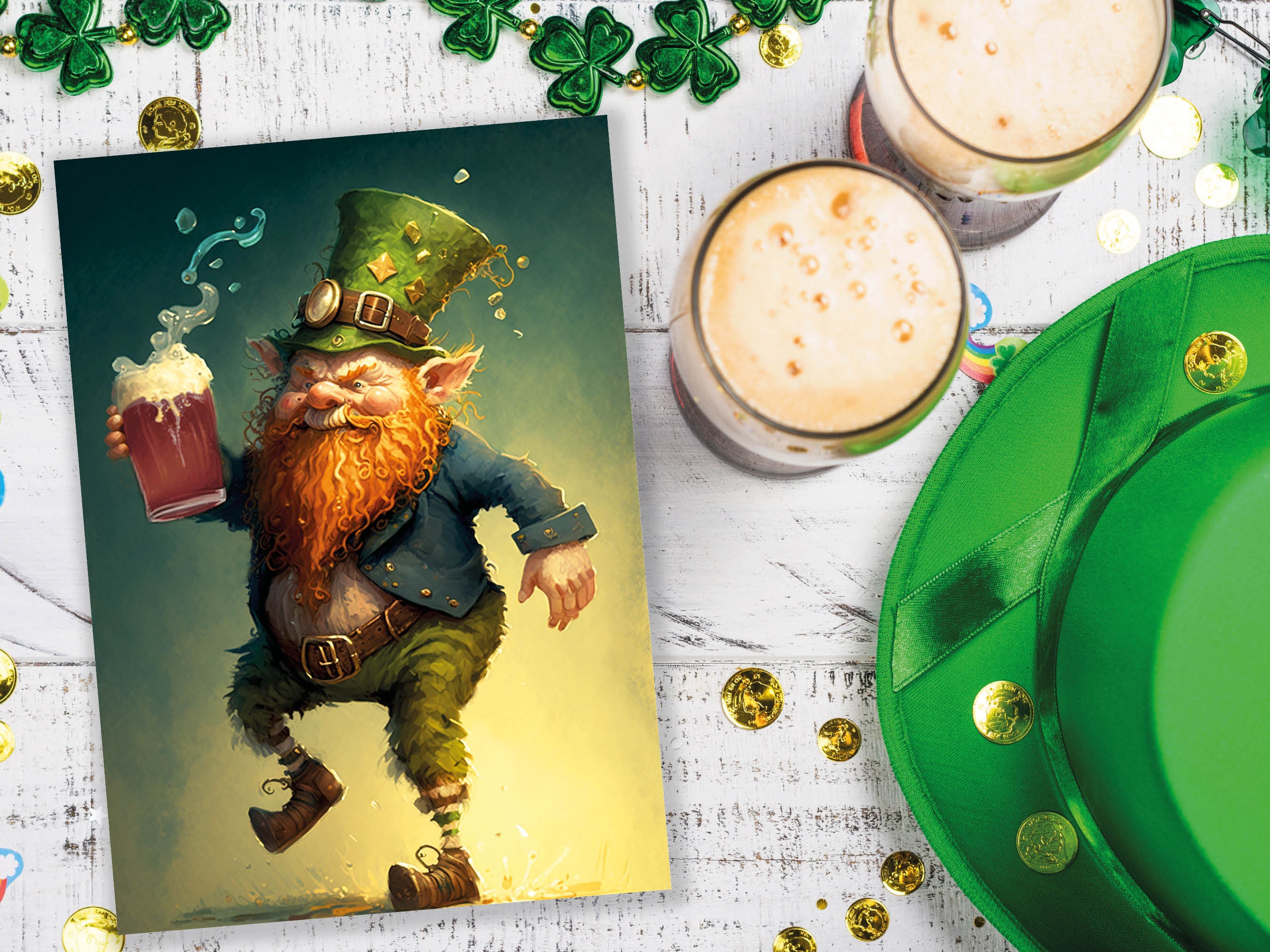 Drunk Clurichaun Leprechaun Card Fun Irish Folklore Humour St. Patrick's Day Greeting Cards for Lovers of Ireland Mythology Stout Birthdays - View 3