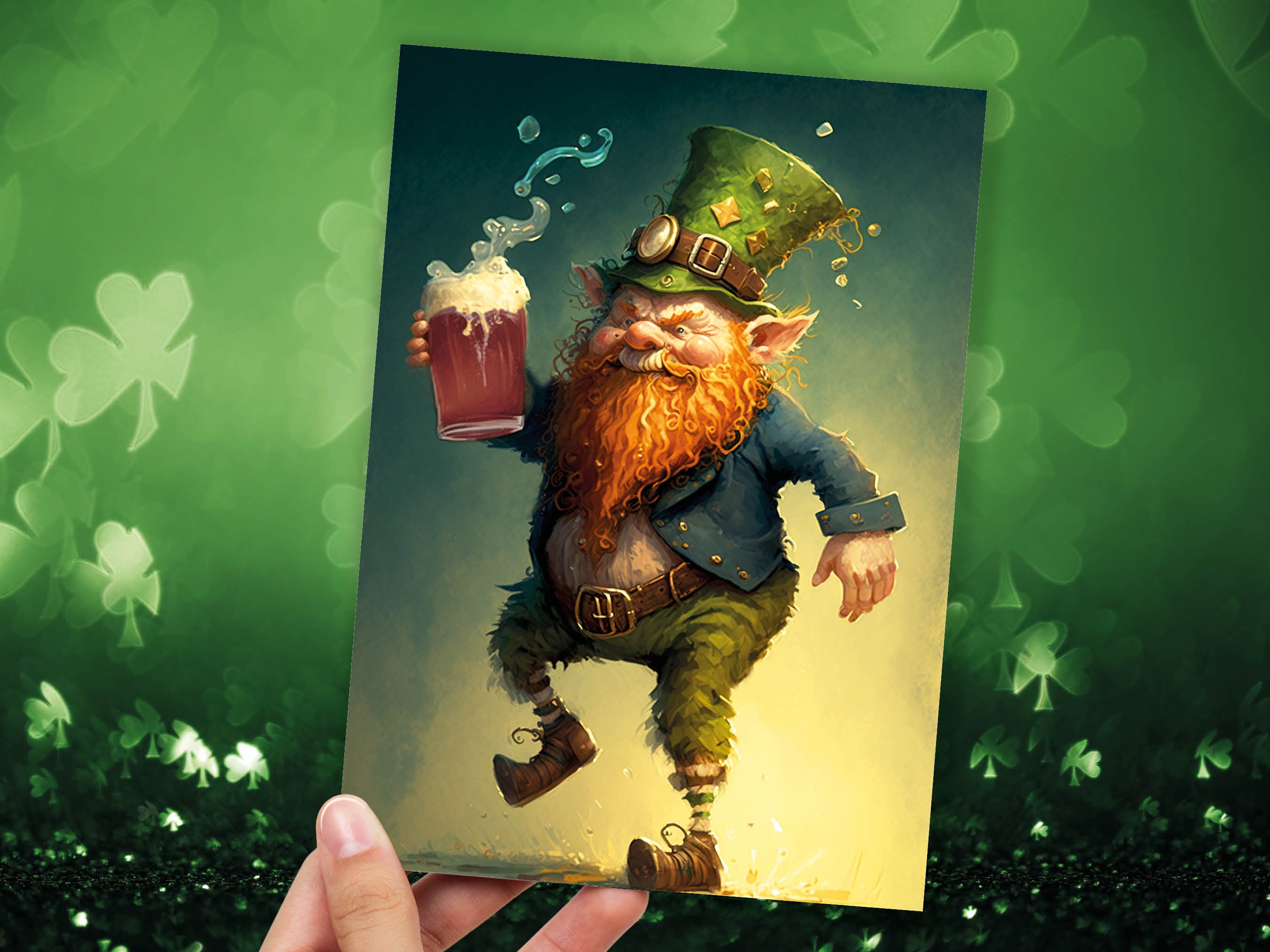 Drunk Clurichaun Leprechaun Card Fun Irish Folklore Humour St. Patrick's Day Greeting Cards for Lovers of Ireland Mythology Stout Birthdays - View 4