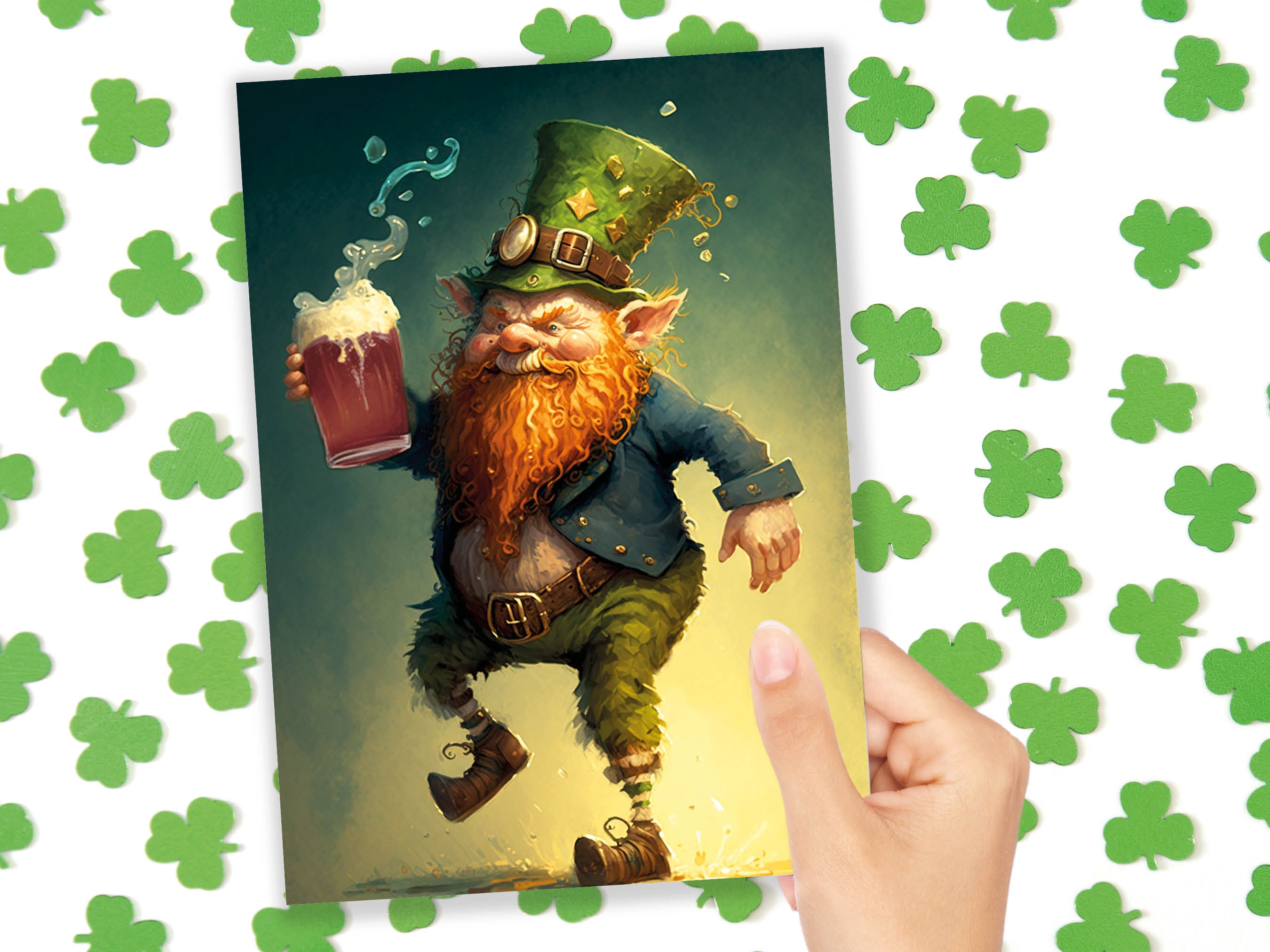 Drunk Clurichaun Leprechaun Card Fun Irish Folklore Humour St. Patrick's Day Greeting Cards for Lovers of Ireland Mythology Stout Birthdays - View 5