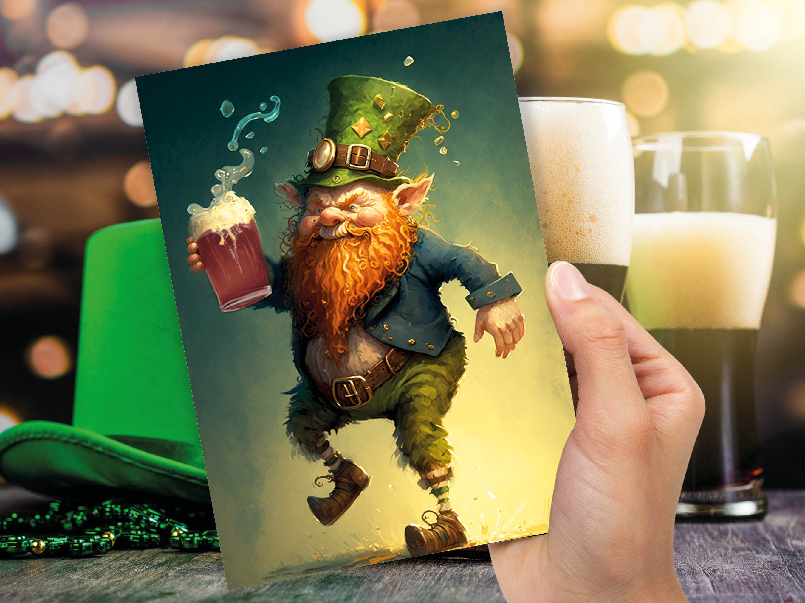 Drunk Clurichaun Leprechaun Card Fun Irish Folklore Humour St. Patrick's Day Greeting Cards for Lovers of Ireland Mythology Stout Birthdays - View 7