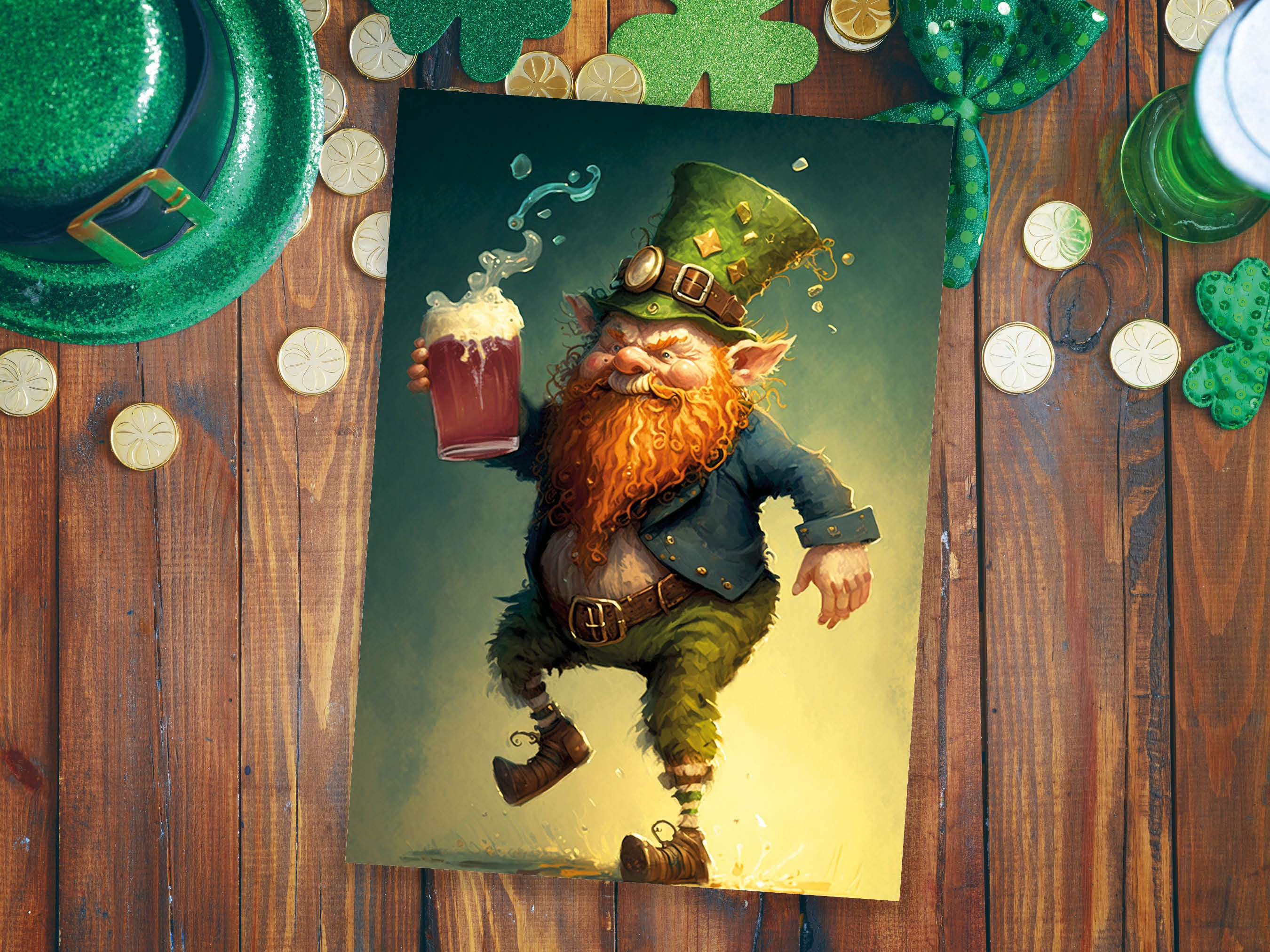 Drunk Clurichaun Leprechaun Card Fun Irish Folklore Humour St. Patrick's Day Greeting Cards for Lovers of Ireland Mythology Stout Birthdays - View 8