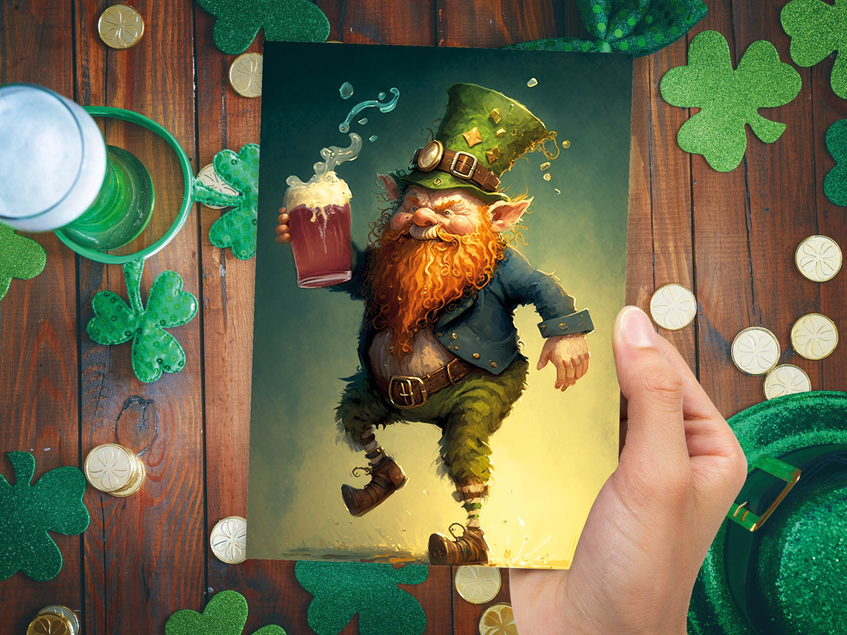 Drunk Clurichaun Leprechaun Card Fun Irish Folklore Humour St. Patrick's Day Greeting Cards for Lovers of Ireland Mythology Stout Birthdays - View 9