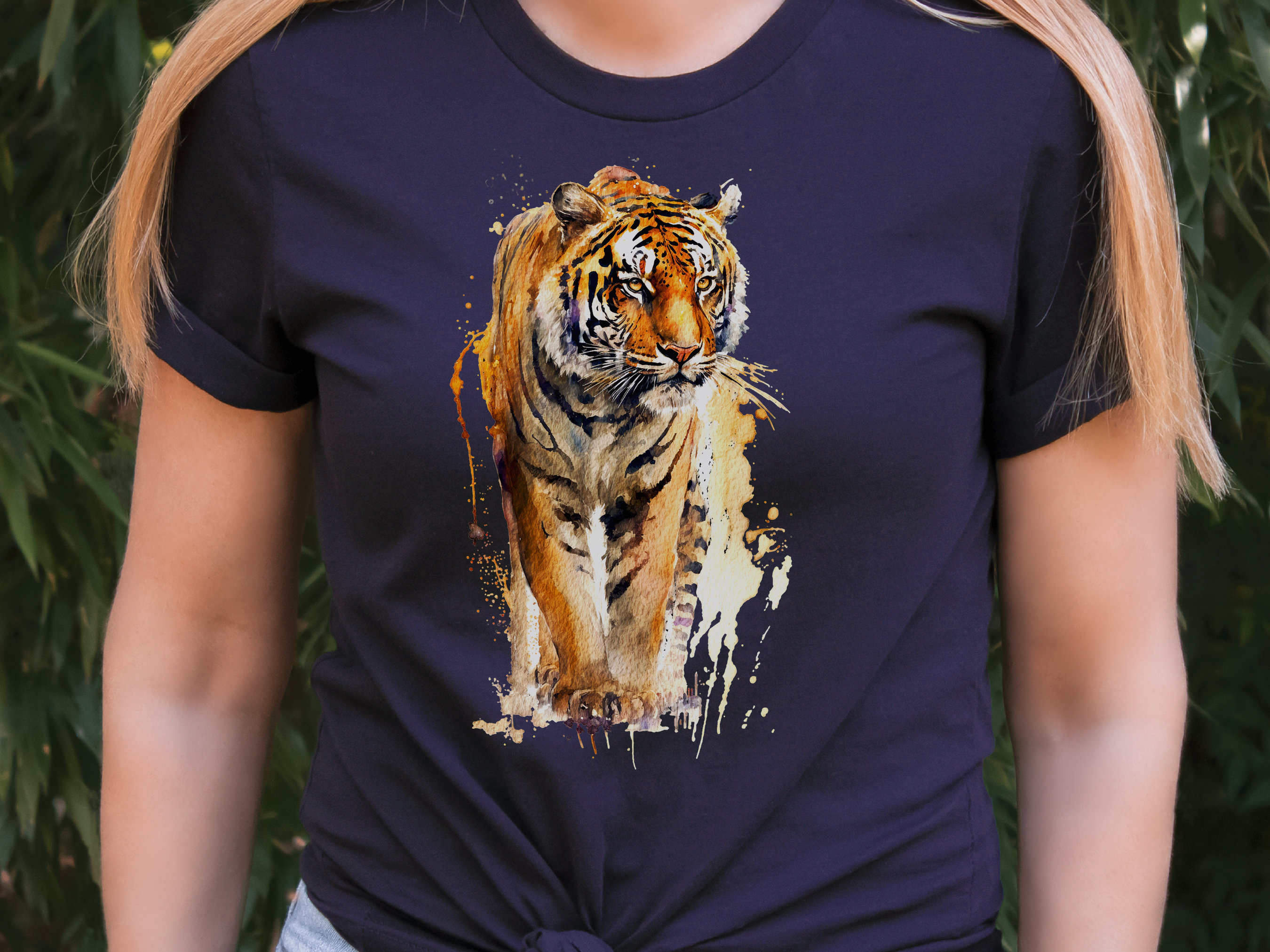 Watercolour Tiger T-Shirt Painting Majestic Wildlife Art Design Wild Animal Print Colourful Gift Artistic Powerful Messy Loose Fierce Strong - View 8