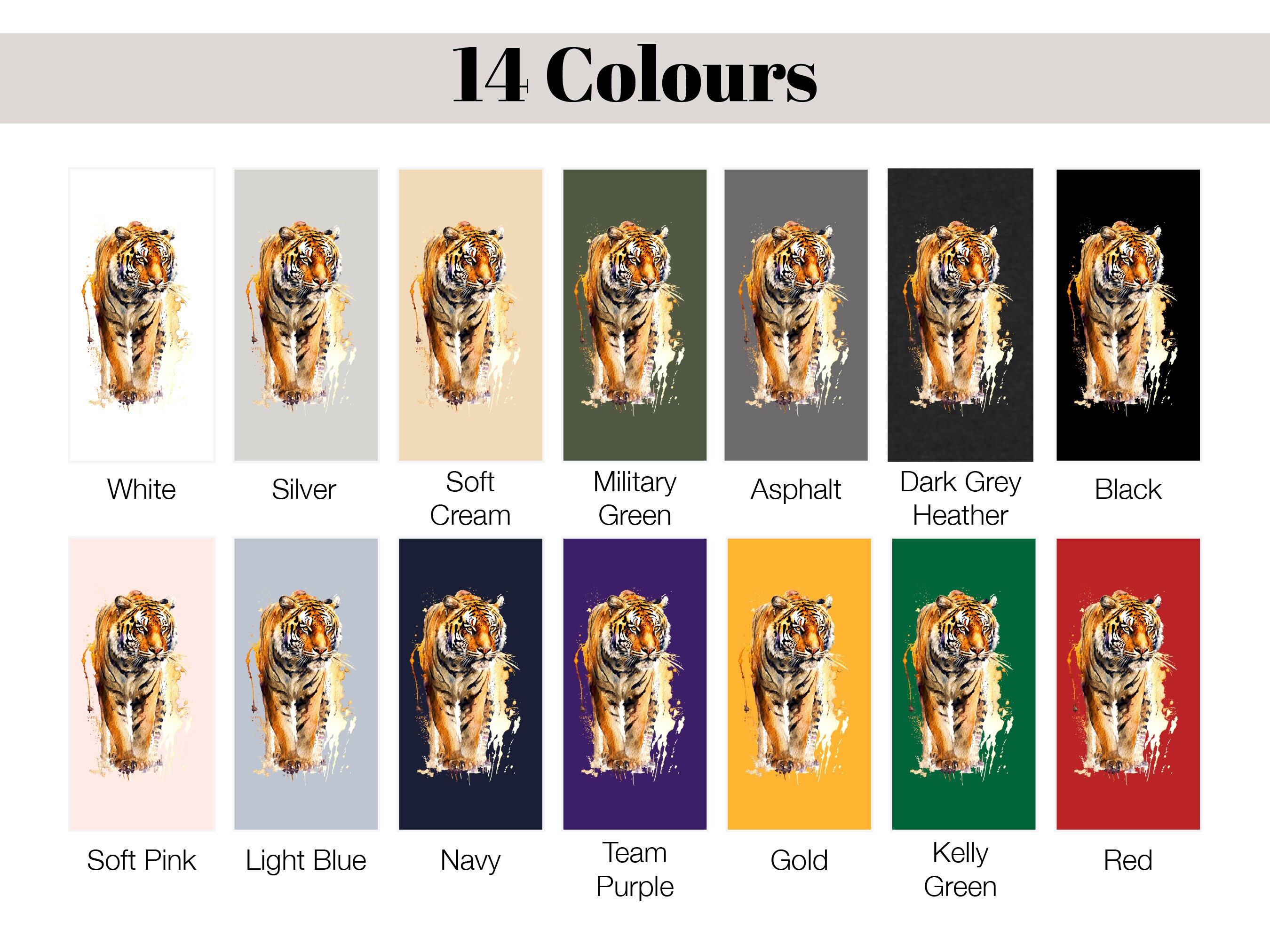 Watercolour Tiger T-Shirt Painting Majestic Wildlife Art Design Wild Animal Print Colourful Gift Artistic Powerful Messy Loose Fierce Strong - View 10