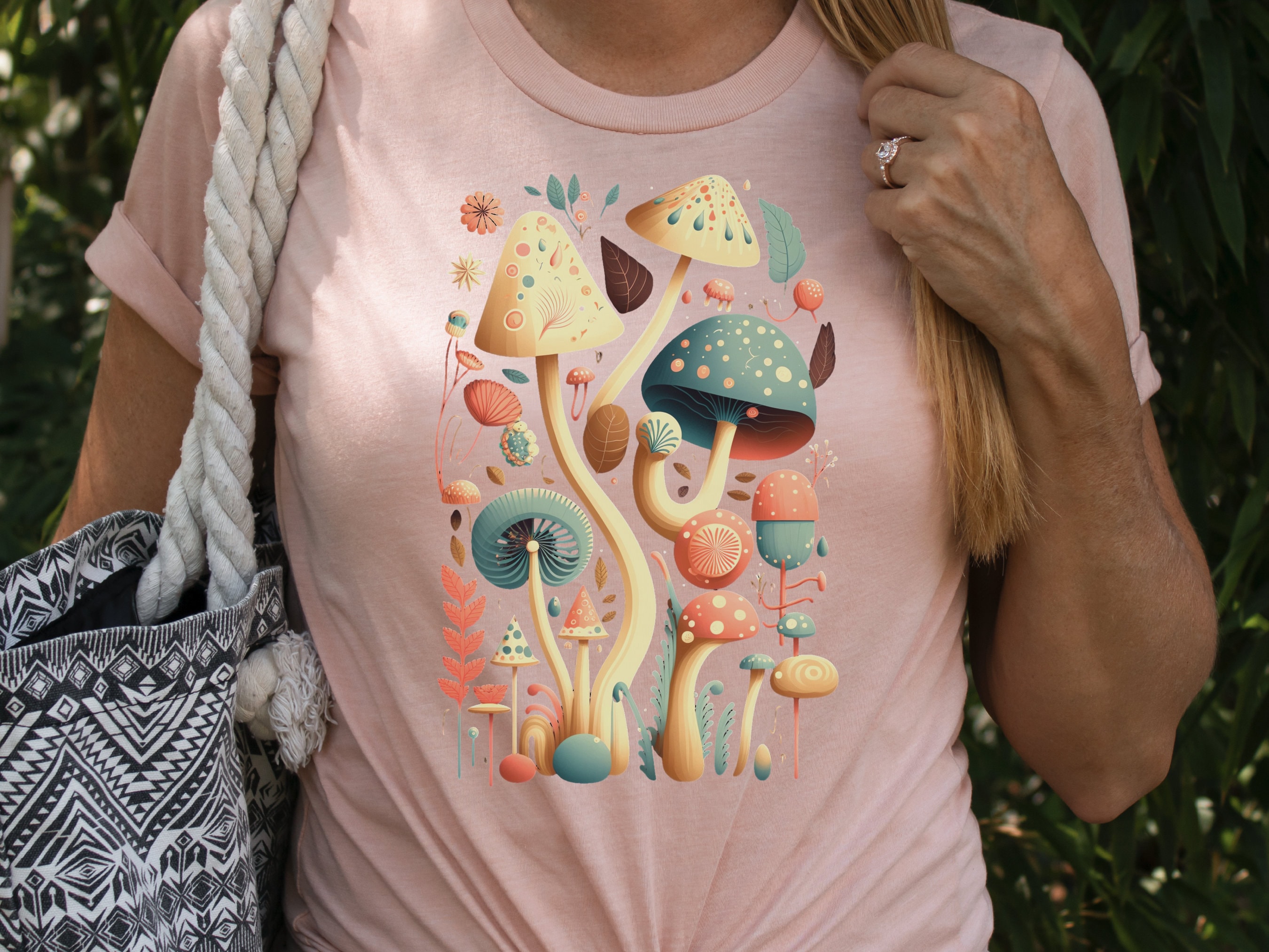 Dark Academia Botanical Mushroom Tee Enchanting Nature Lovers Intellectual Style Literature Inspired Design Whimsical Toadstools Aesthetic - View 8