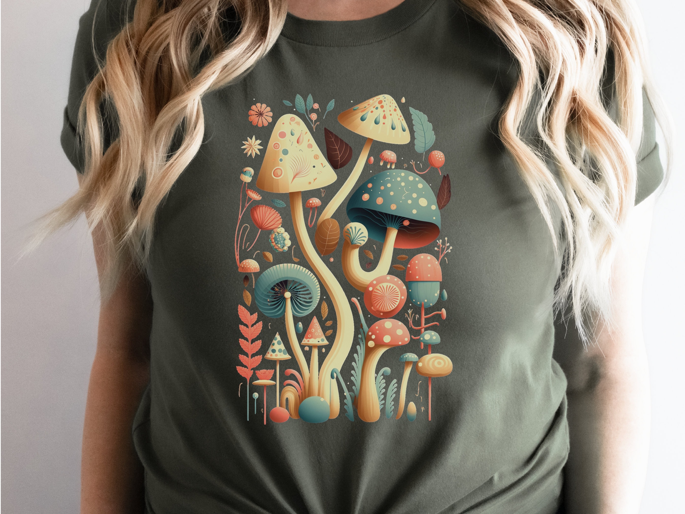 Dark Academia Botanical Mushroom Tee Enchanting Nature Lovers Intellectual Style Literature Inspired Design Whimsical Toadstools Aesthetic - View 5