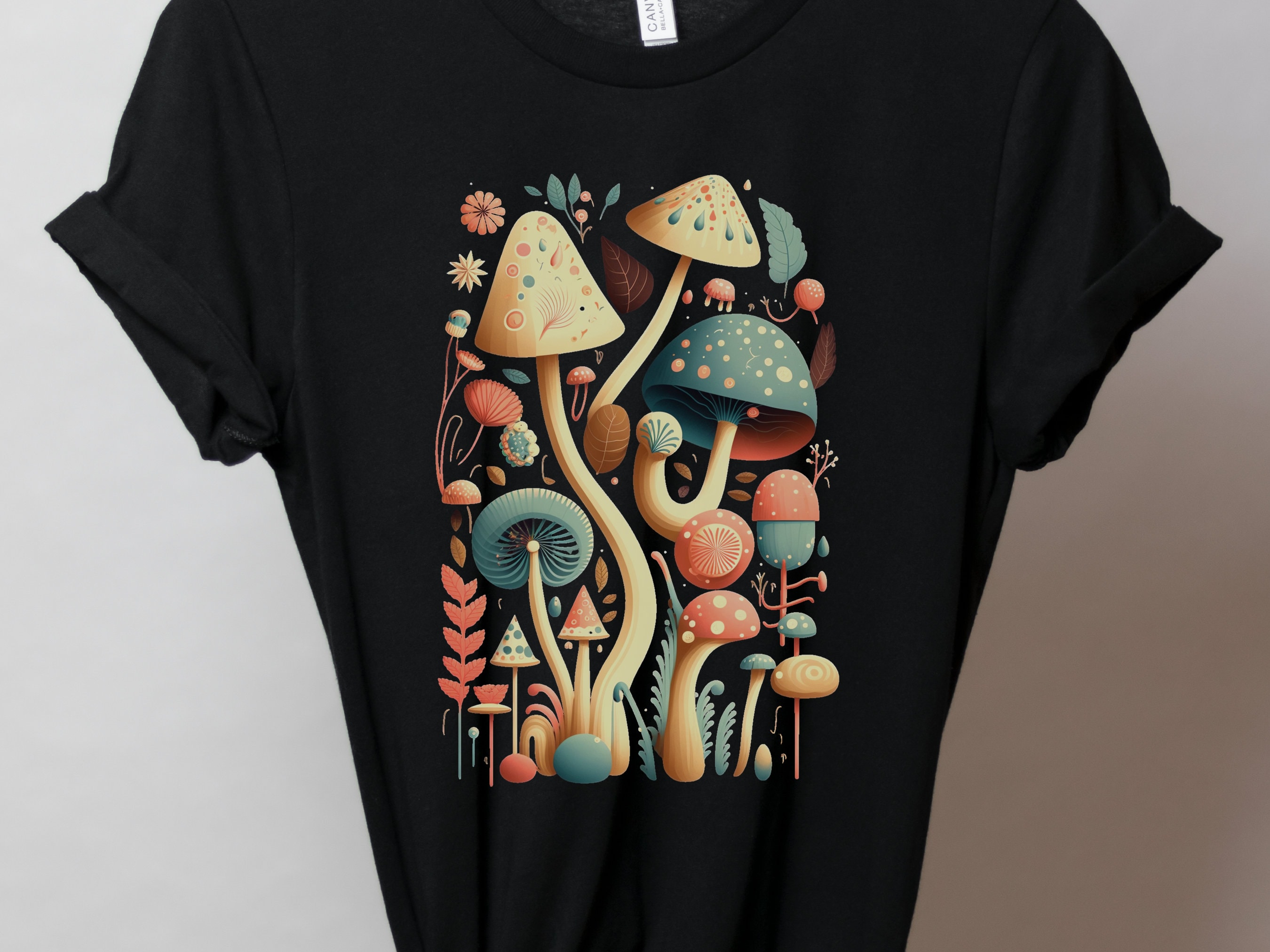 Dark Academia Botanical Mushroom Tee Enchanting Nature Lovers Intellectual Style Literature Inspired Design Whimsical Toadstools Aesthetic - View 6