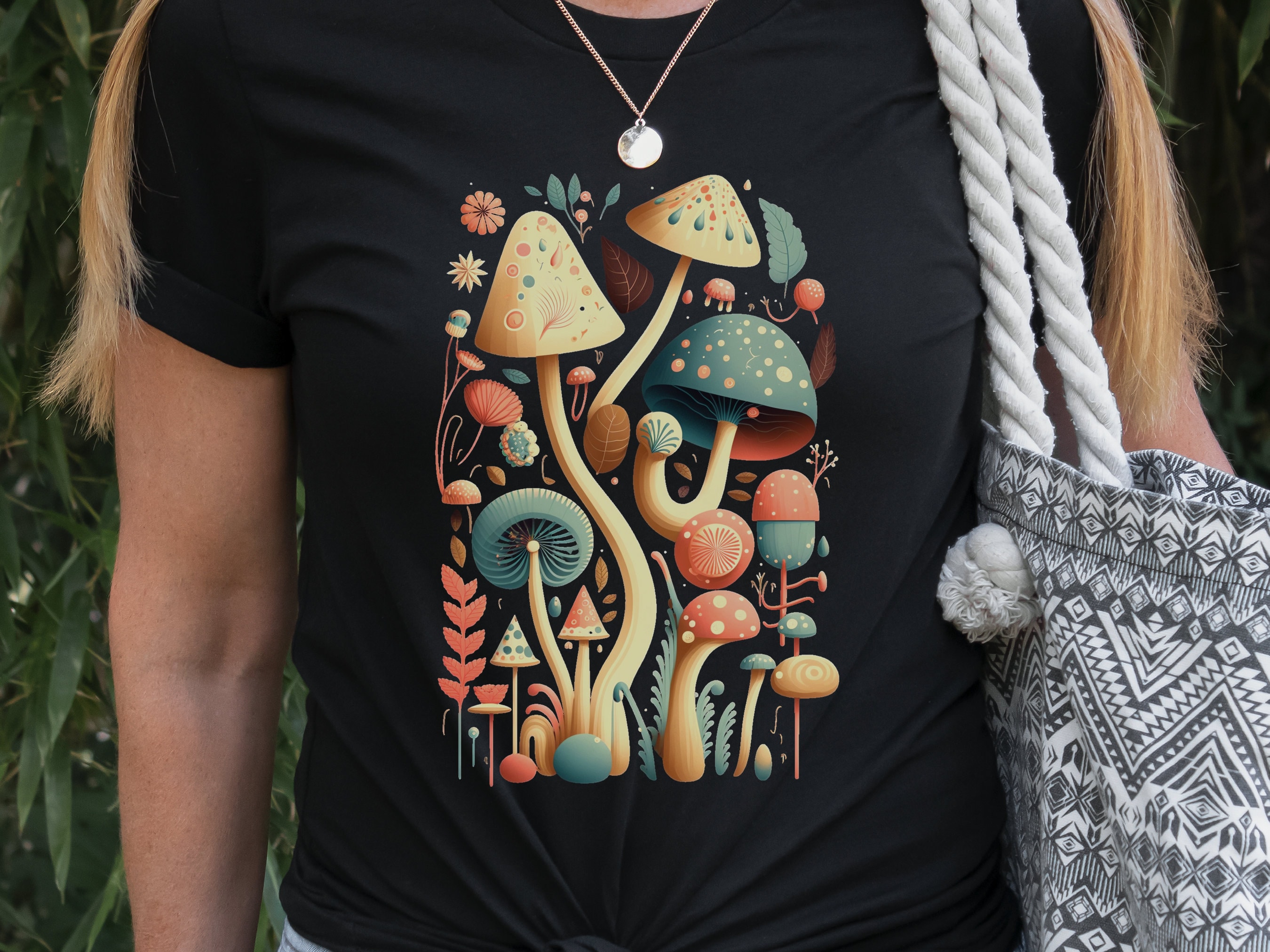 Dark Academia Botanical Mushroom Tee Enchanting Nature Lovers Intellectual Style Literature Inspired Design Whimsical Toadstools Aesthetic