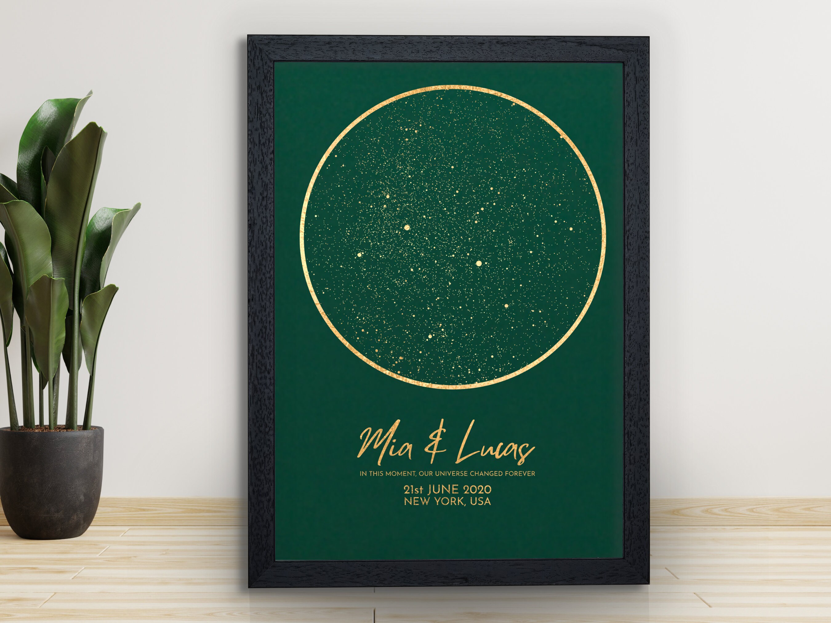 Personalised Star Map by Date & Location Custom Chart Gold Silver Copper Foil Wedding Anniversary New Baby Birth Gift Celestial Night Sky - View 2