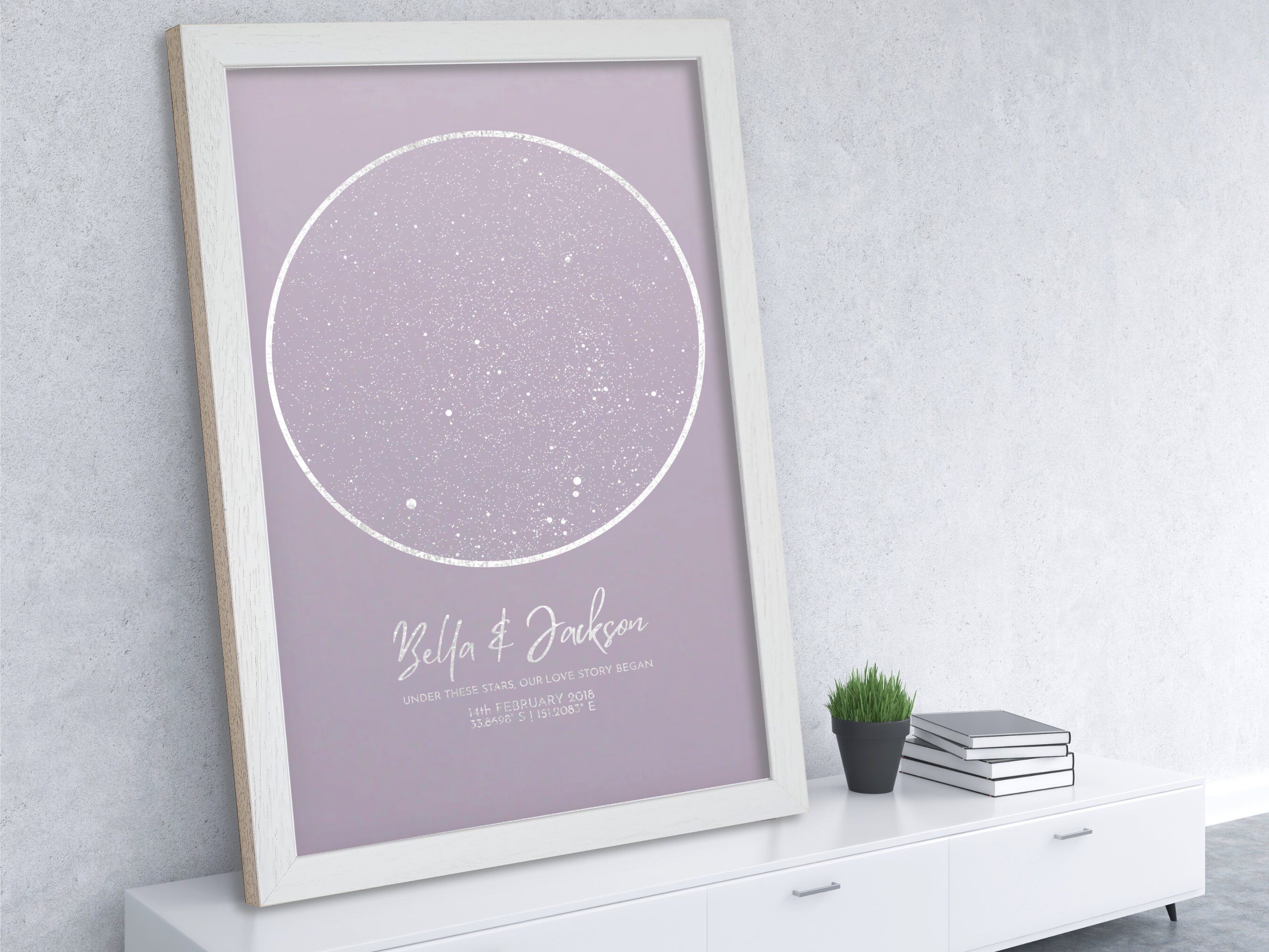 Personalised Star Map by Date & Location Custom Chart Gold Silver Copper Foil Wedding Anniversary New Baby Birth Gift Celestial Night Sky - View 4