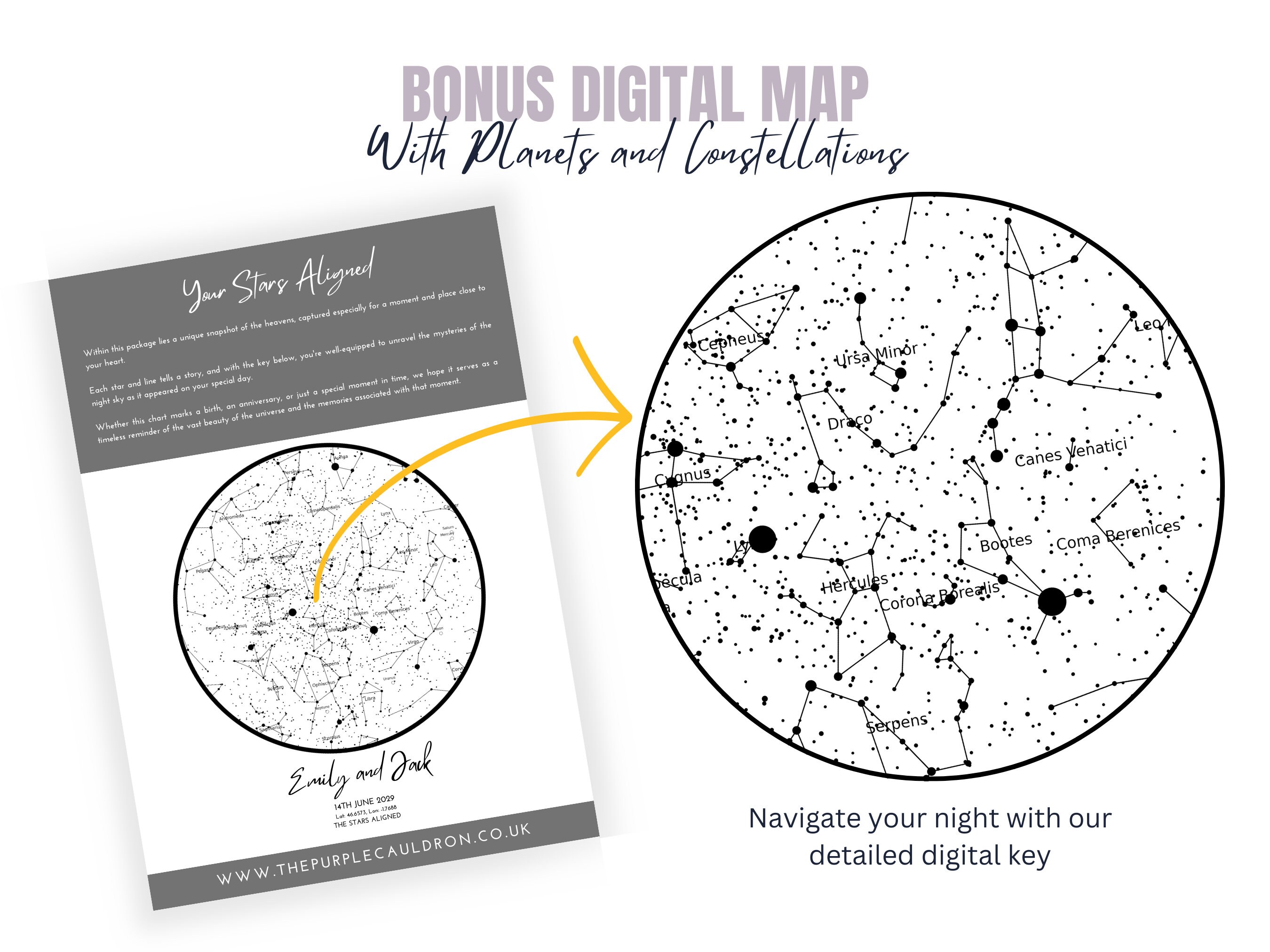 Personalised Star Map by Date & Location Custom Chart Gold Silver Copper Foil Wedding Anniversary New Baby Birth Gift Celestial Night Sky - View 7