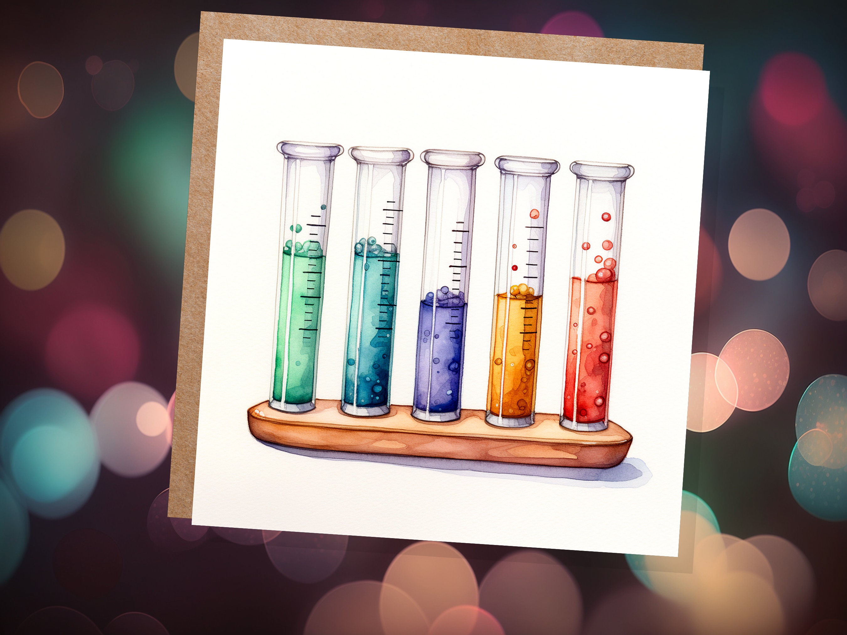 Test Tubes Chemistry Greeting Card for Chemists Lab Technicians Science Lovers Students Fun Cute Scientific Experiment Graduation Thank You - View 3