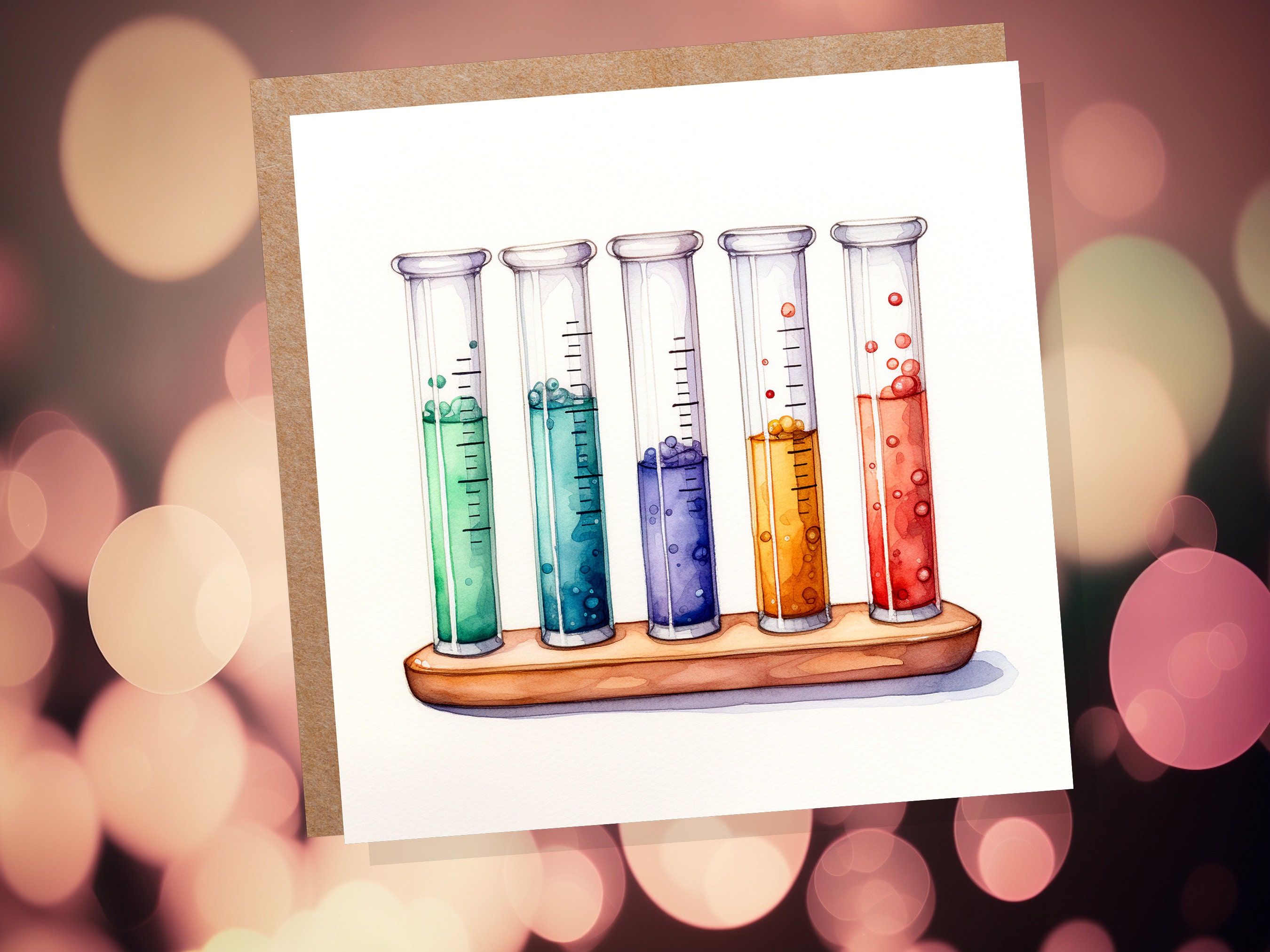 Test Tubes Chemistry Greeting Card for Chemists Lab Technicians Science Lovers Students Fun Cute Scientific Experiment Graduation Thank You - View 4