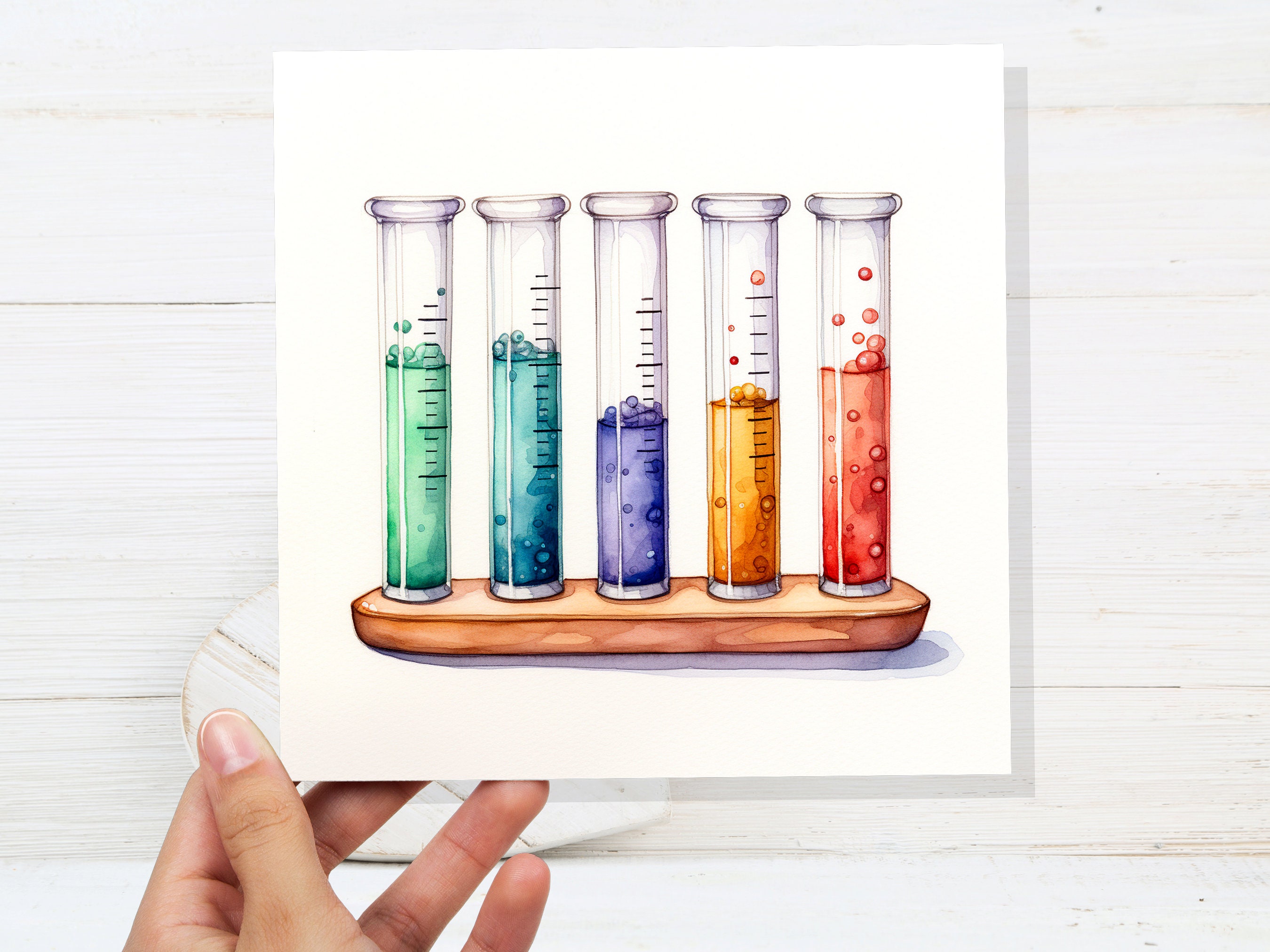 Test Tubes Chemistry Greeting Card for Chemists Lab Technicians Science Lovers Students Fun Cute Scientific Experiment Graduation Thank You