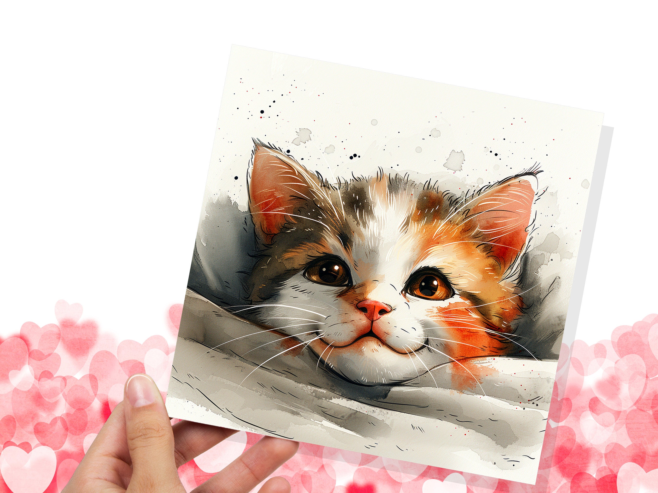 Cute Kitten Card Cat Face Curiosity Wonder Feline Pet Lovers Family Friends Whimsical - View 6