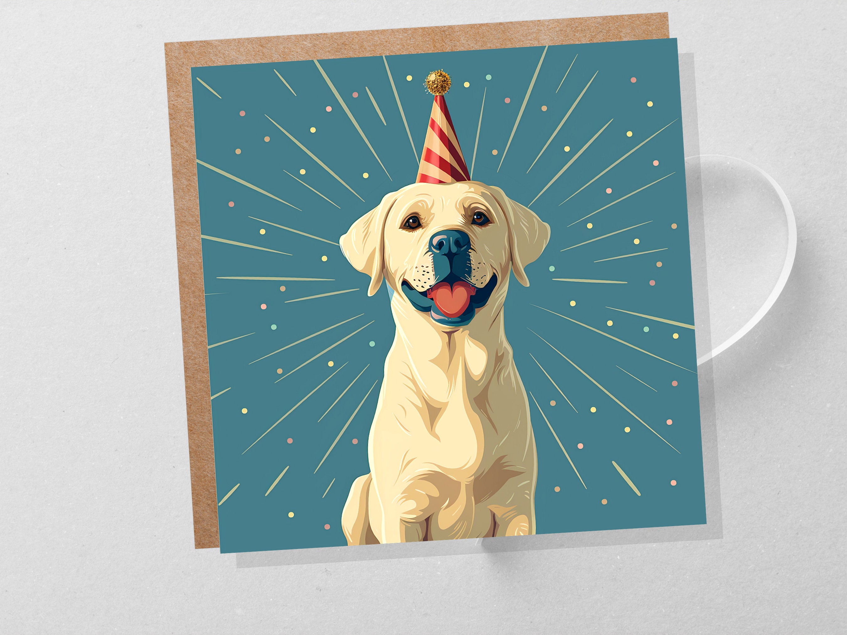 Labrador Birthday Card From the Dog for Doggy Lovers Dog Dad Mum Golden Retriever Lab Cute Party Hat Happy Celebration Pet Sitting Thank You - View 3