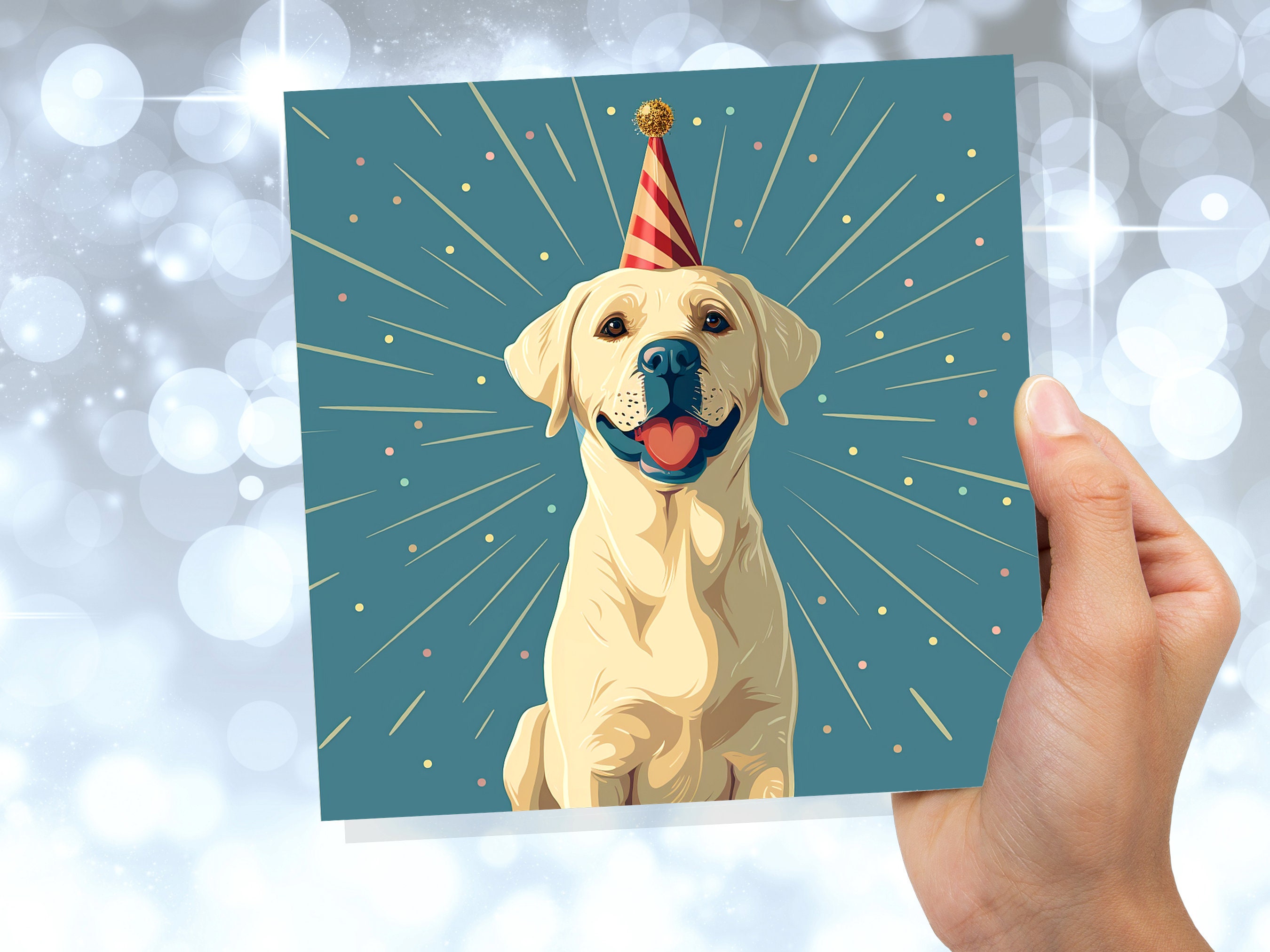 Labrador Birthday Card From the Dog for Doggy Lovers Dog Dad Mum Golden Retriever Lab Cute Party Hat Happy Celebration Pet Sitting Thank You - View 7