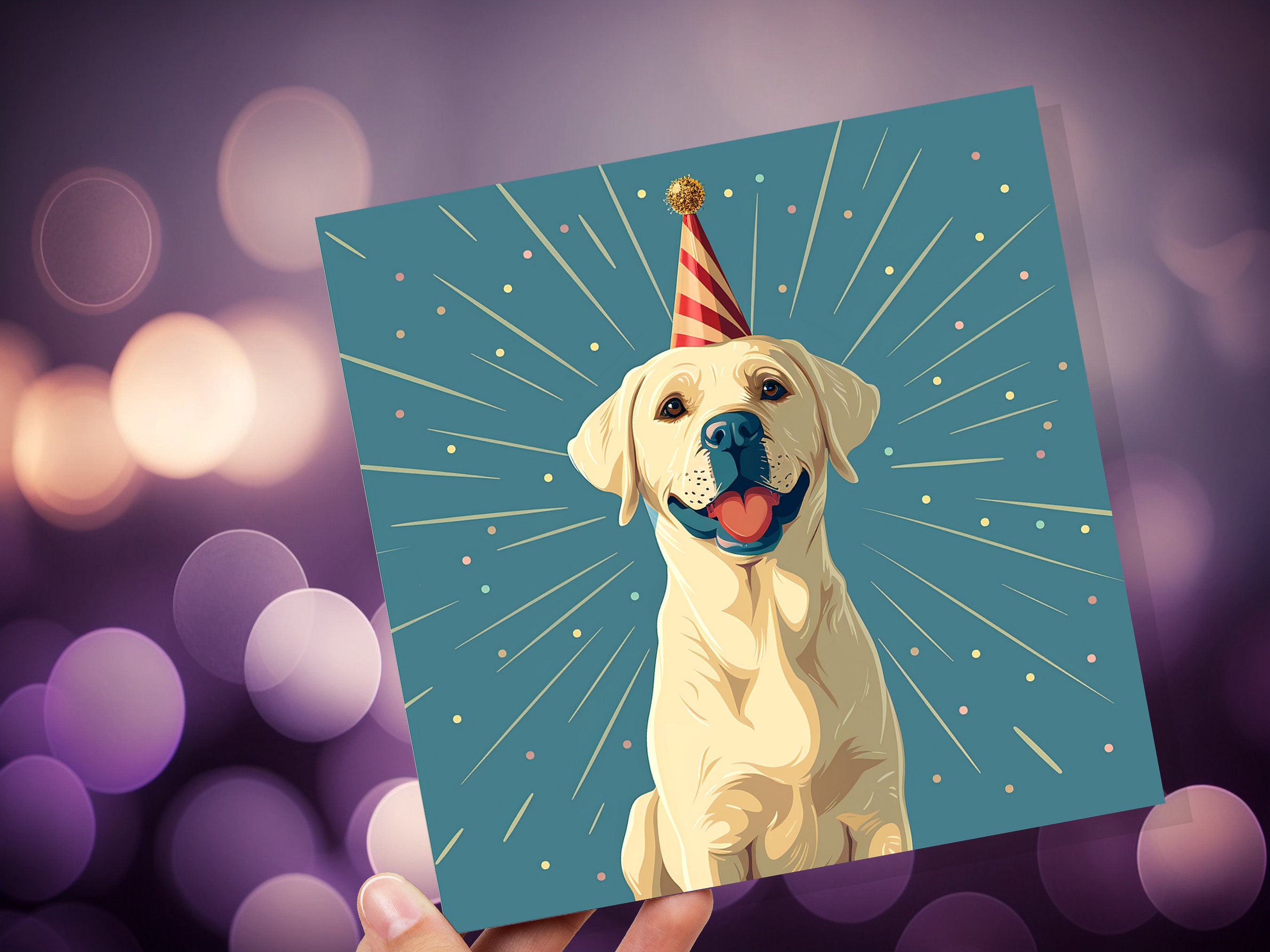 Labrador Birthday Card From the Dog for Doggy Lovers Dog Dad Mum Golden Retriever Lab Cute Party Hat Happy Celebration Pet Sitting Thank You - View 6