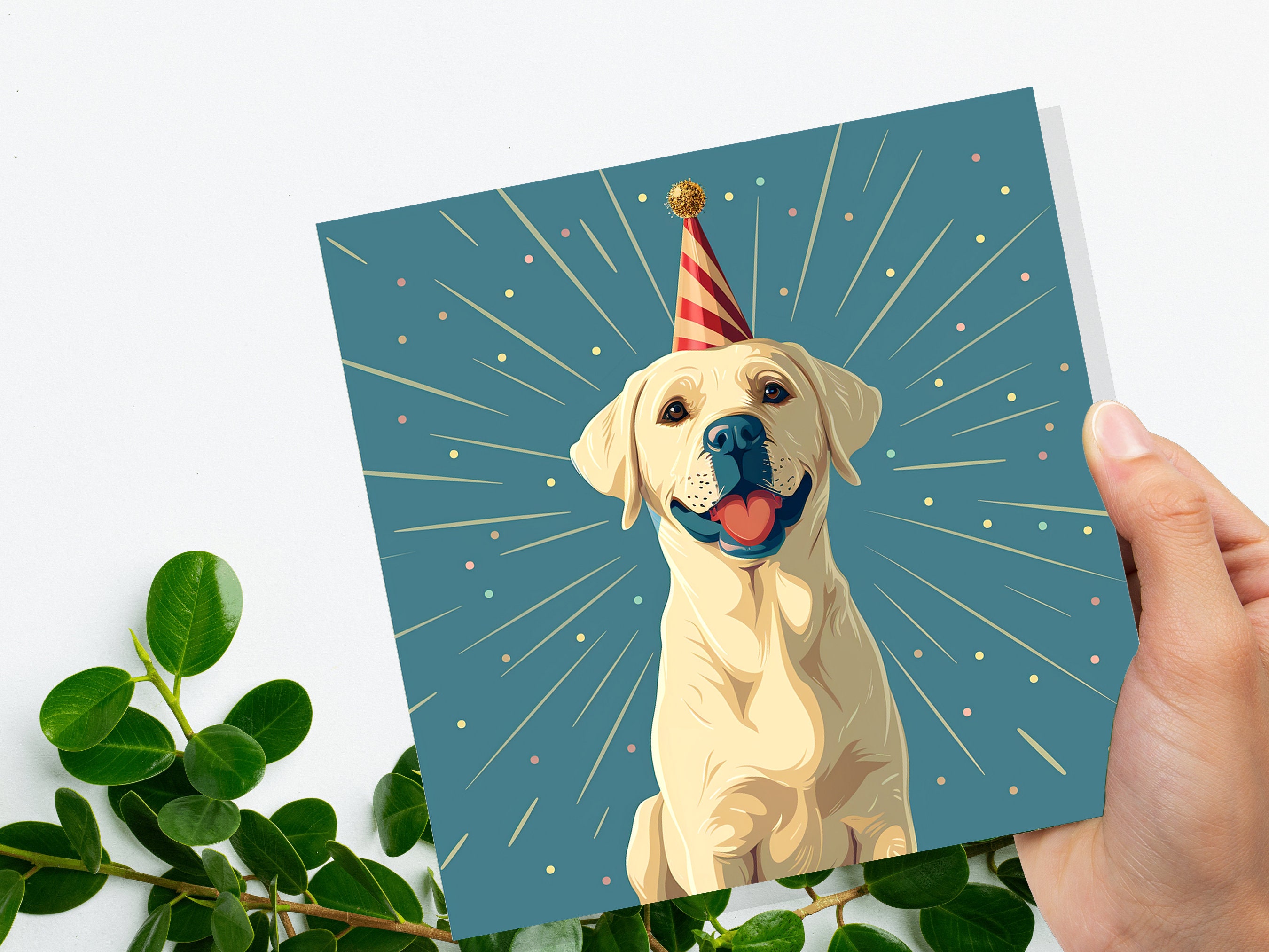 Labrador Birthday Card From the Dog for Doggy Lovers Dog Dad Mum Golden Retriever Lab Cute Party Hat Happy Celebration Pet Sitting Thank You - View 9