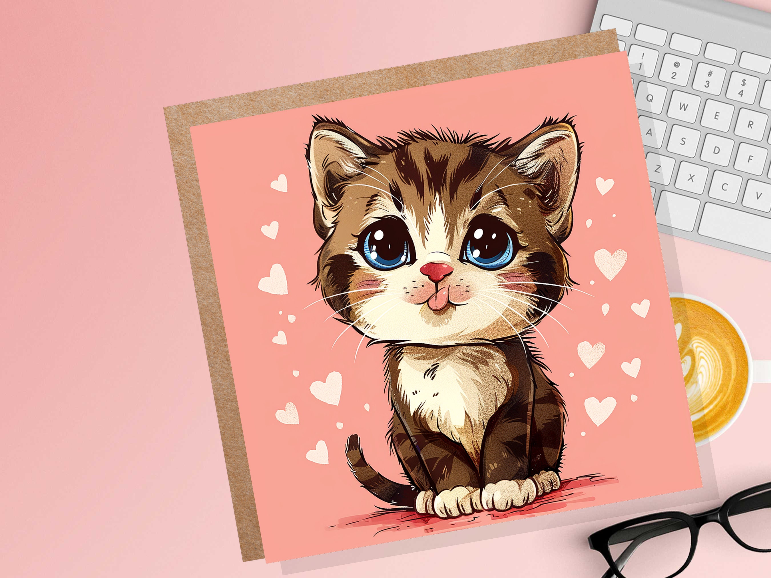 Cute Kitten Card for Cat Lovers Birthdays Thank You Cards Tabby Cat Pets Fans Friends Family Owners Valentine's Day Greeting Thinking of You - View 4