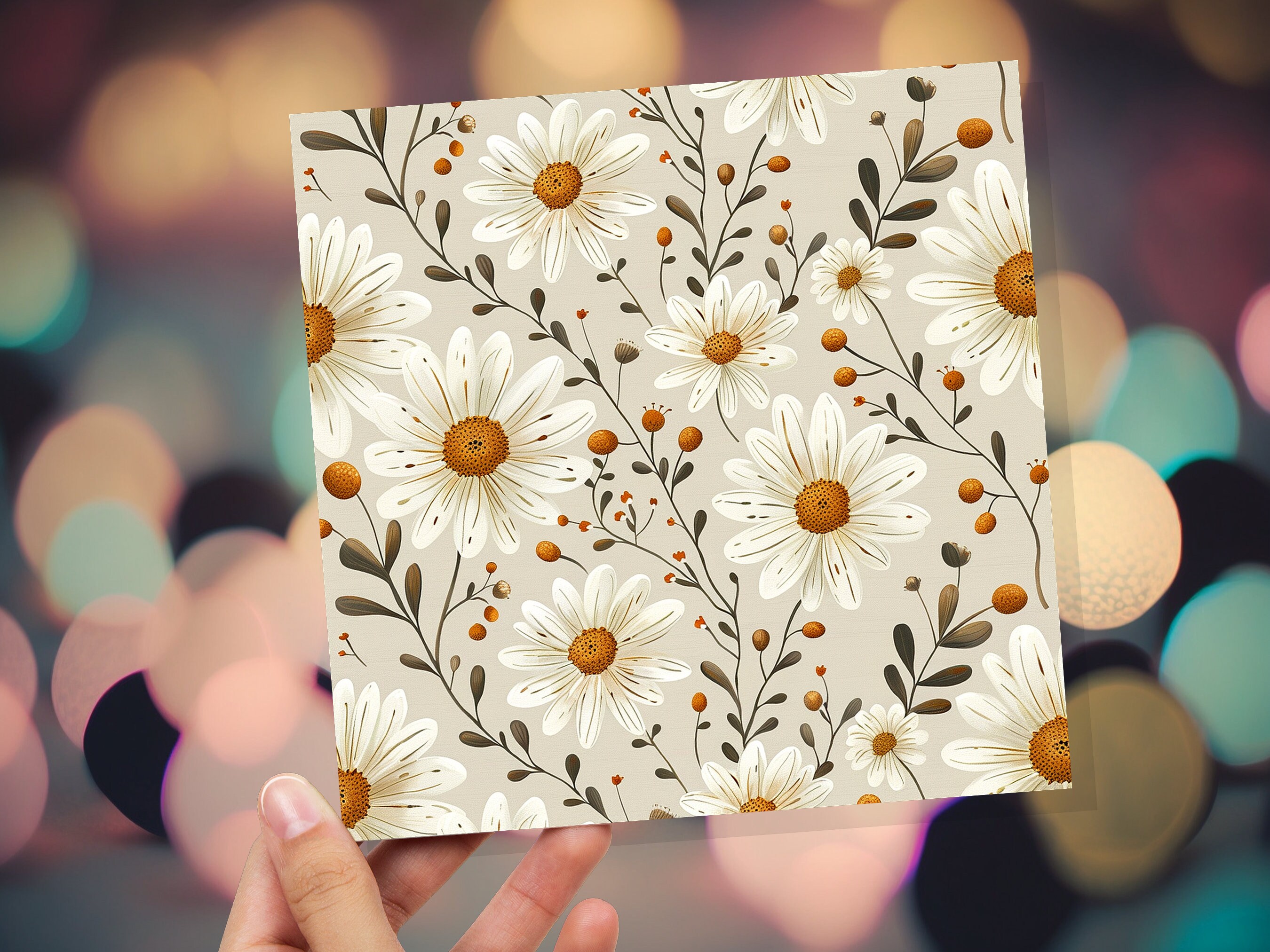 White Daisy Floral Card Nature Themed Vintage Greeting Cards Spring Summer Botanical Flowers Neutral Elegant Simple Any Occasion Thank You - View 5