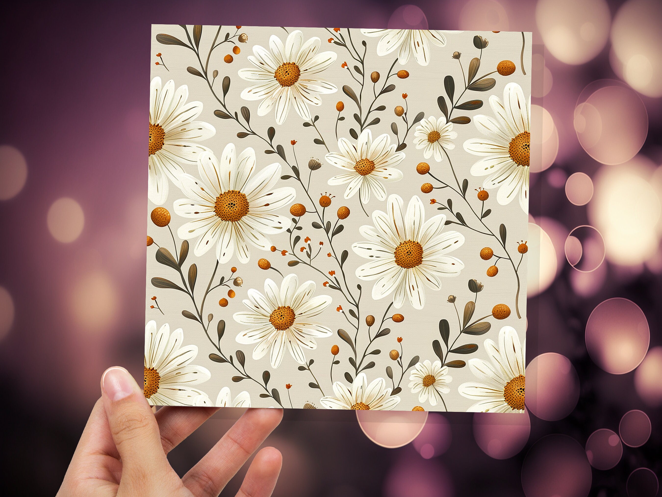 White Daisy Floral Card Nature Themed Vintage Greeting Cards Spring Summer Botanical Flowers Neutral Elegant Simple Any Occasion Thank You - View 6