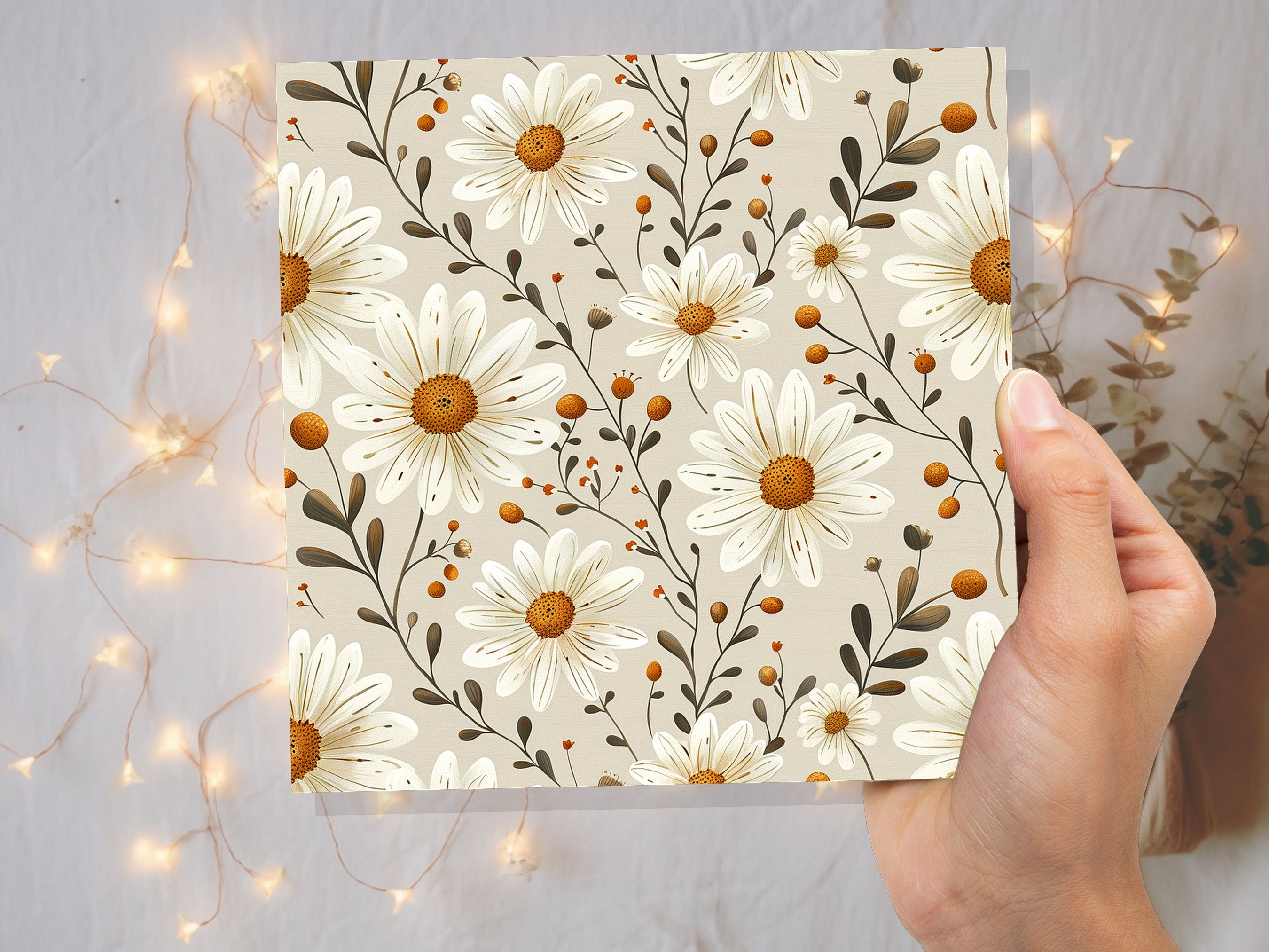 White Daisy Floral Card Nature Themed Vintage Greeting Cards Spring Summer Botanical Flowers Neutral Elegant Simple Any Occasion Thank You - View 9