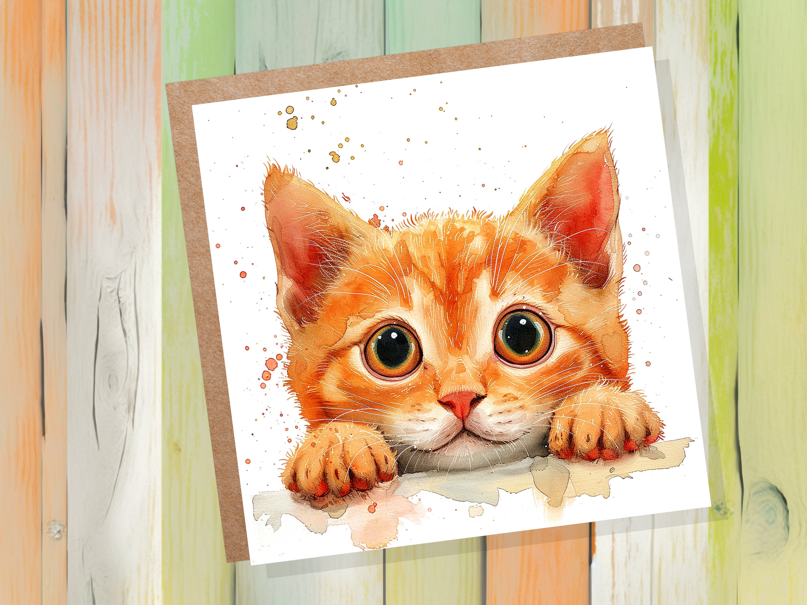 Cute Ginger Kitten Card for Cat Lovers Pet Owners Playful Curiosity Birthday Greeting Cards to Say Thank You for Pet Sitting Vet Care Thanks - View 3