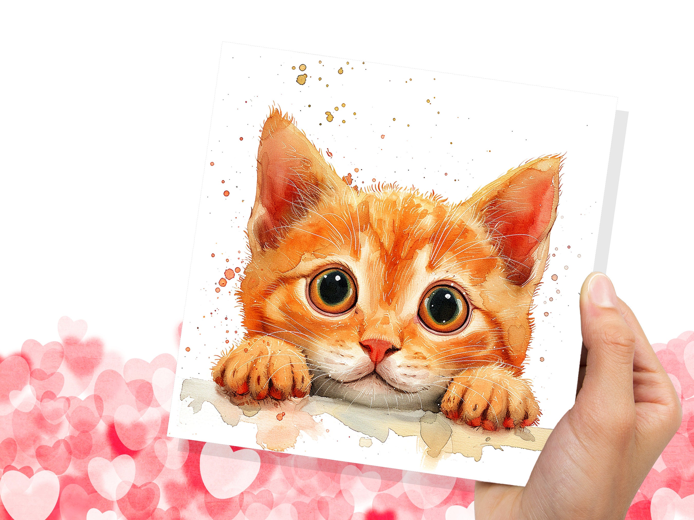 Cute Ginger Kitten Card for Cat Lovers Pet Owners Playful Curiosity Birthday Greeting Cards to Say Thank You for Pet Sitting Vet Care Thanks - View 8