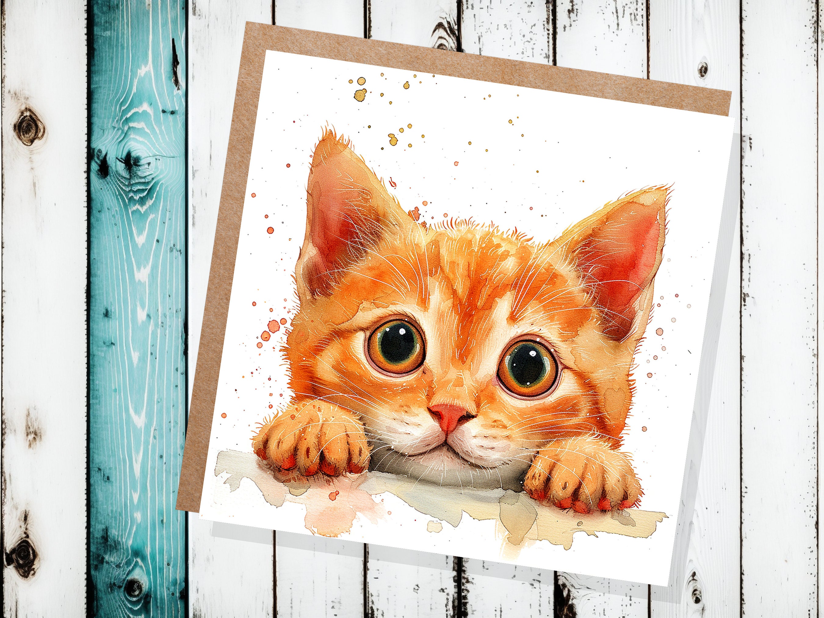 Cute Ginger Kitten Card for Cat Lovers Pet Owners Playful Curiosity Birthday Greeting Cards to Say Thank You for Pet Sitting Vet Care Thanks - View 2