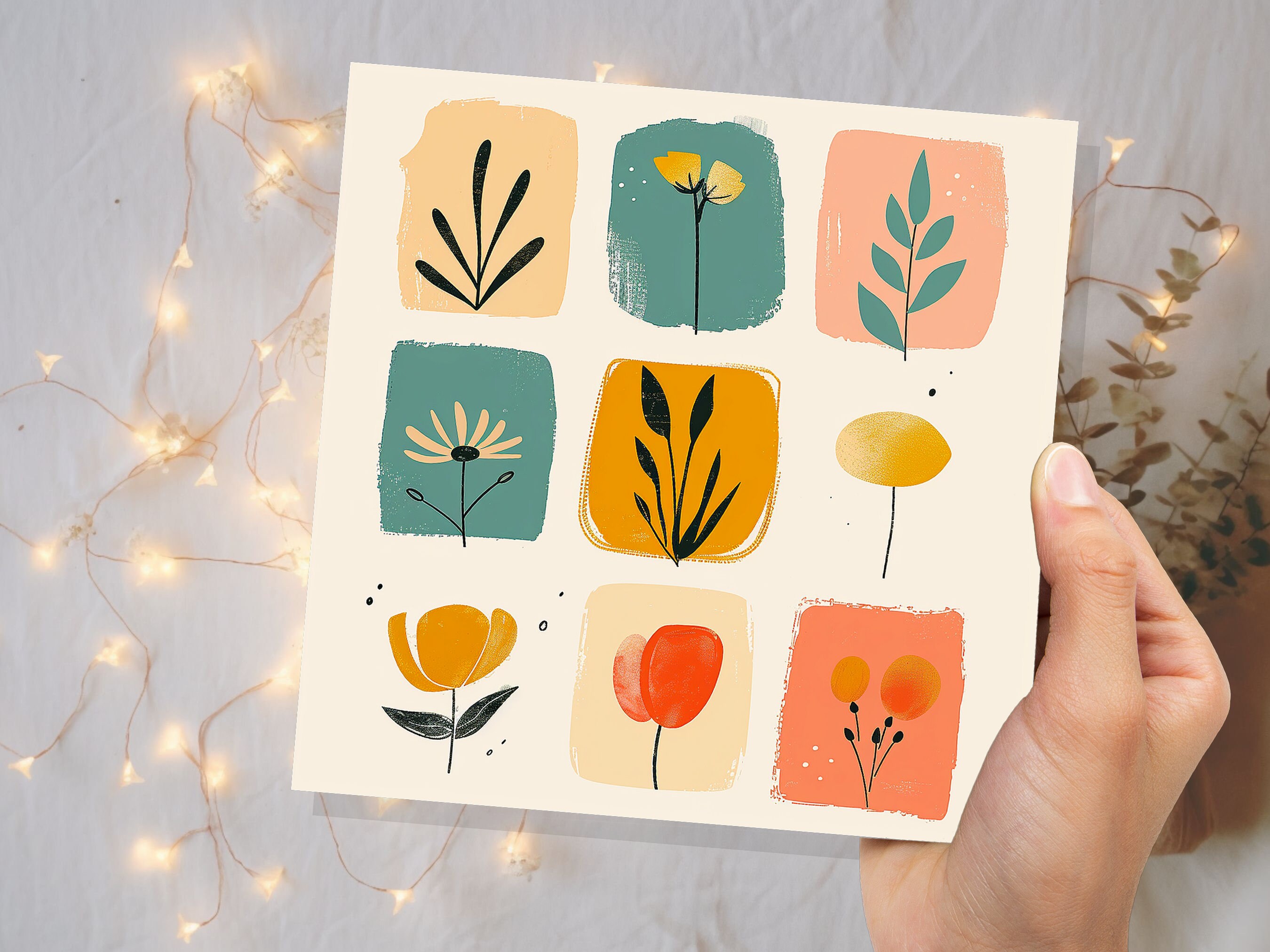 Mini Floral Illustrations Card Earthy Tones Mid-Century Modern Floral Foliage Design Boho Plant Lover Friends Family Any Occasion Art Lover - View 8