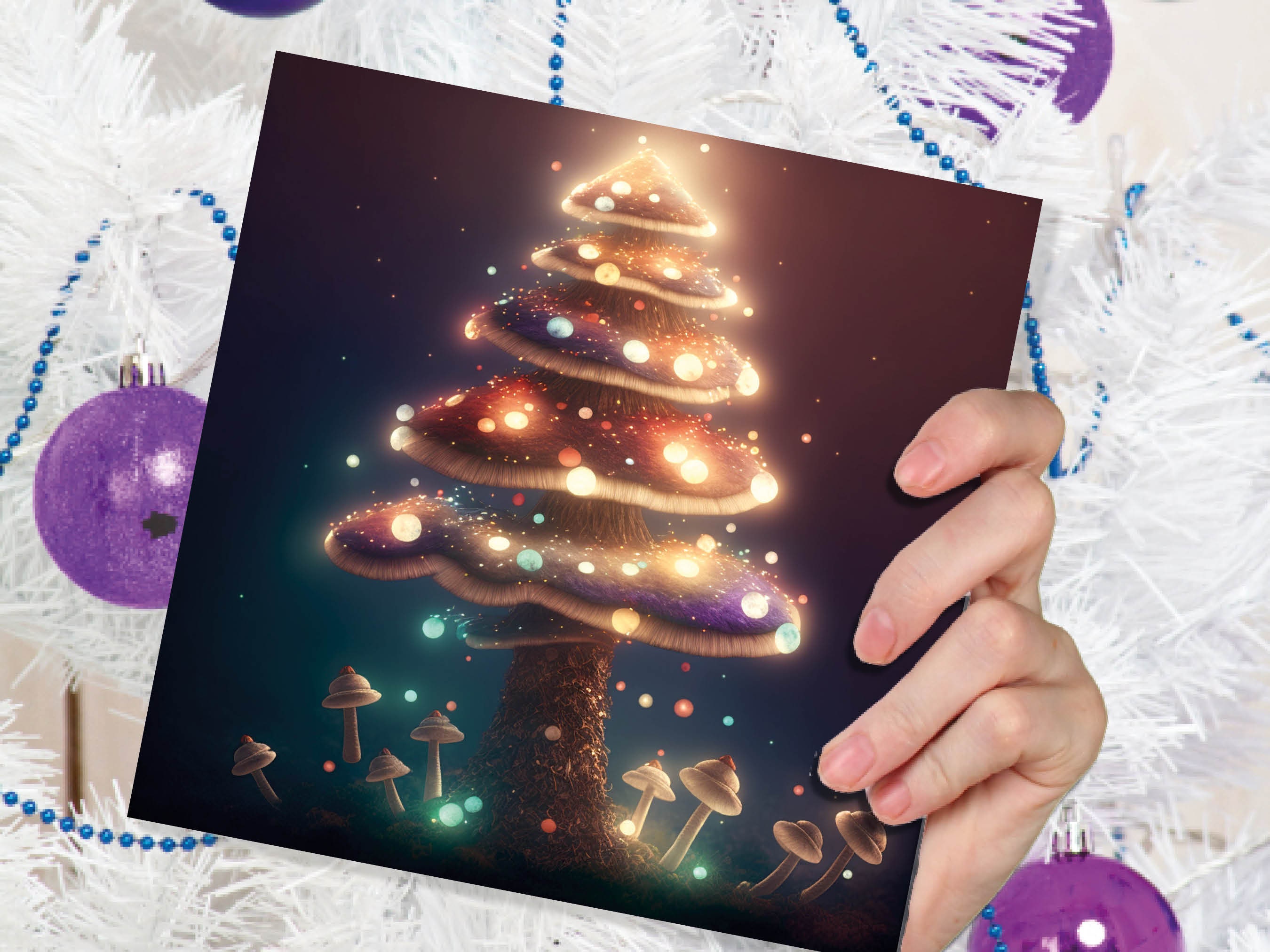 Colourful Fairy Mushroom Card House Warm Lights Magical Fairycore Fairytale Glowing Unique Whimsical For Family Friends Xmas 2025 Thank You